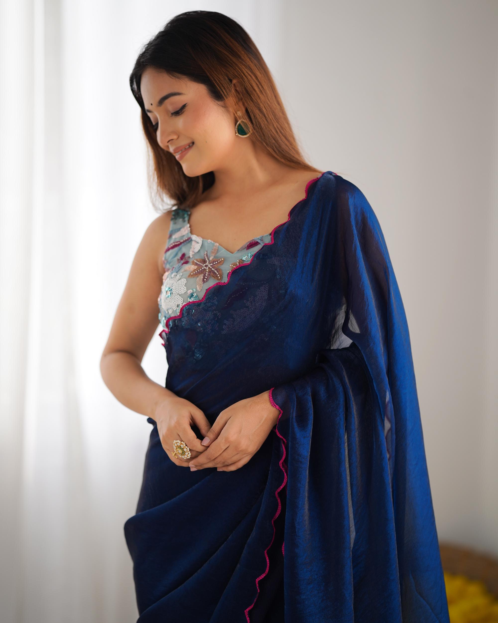 Petrol Space Silk Saree
