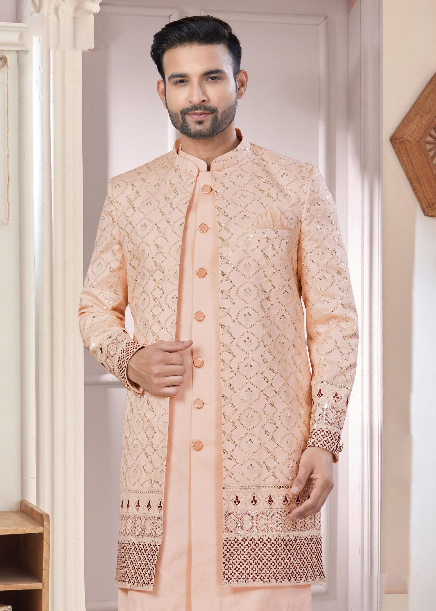 Pink Art Silk Embroidery Kurta — alternate view
