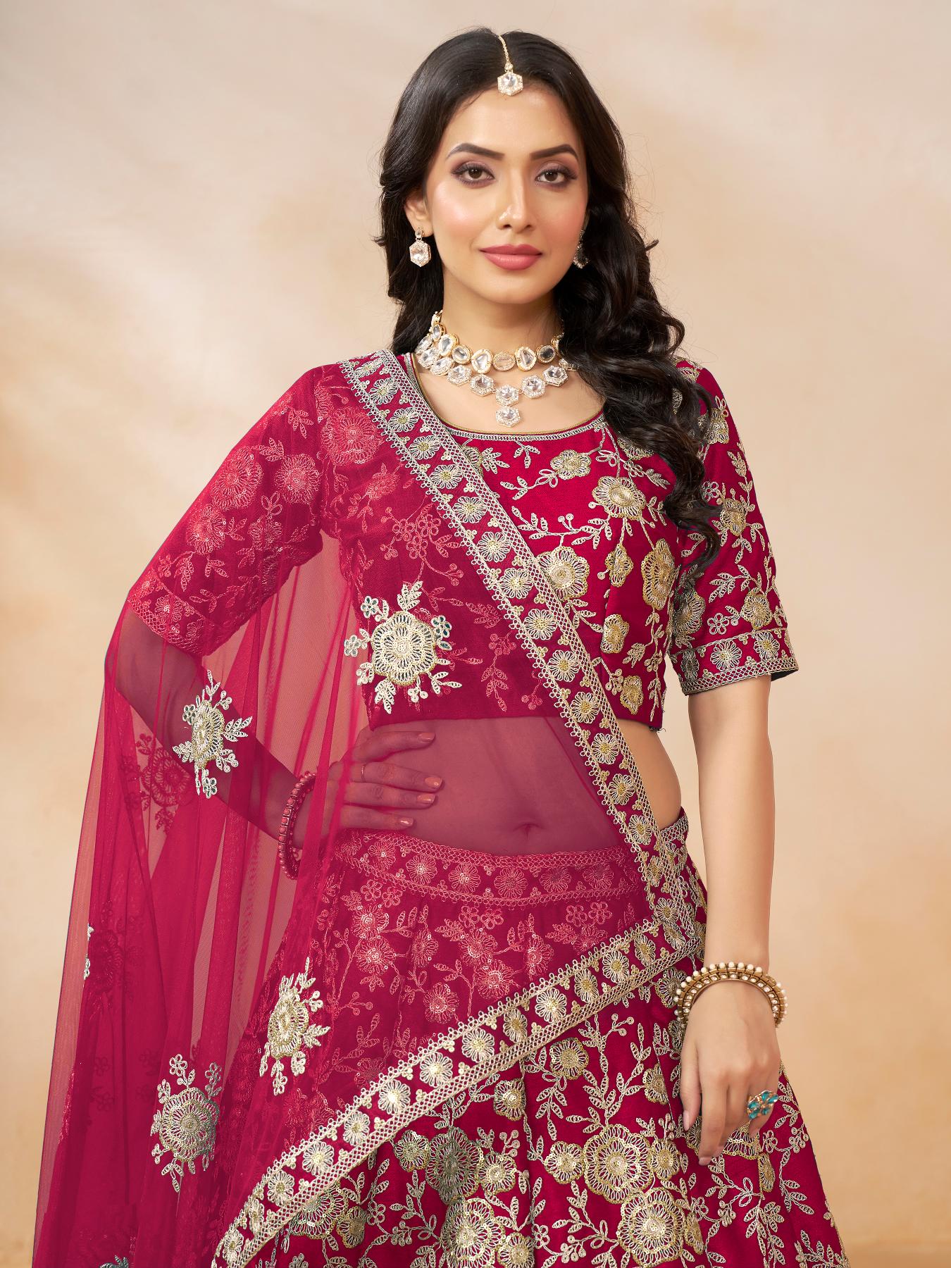 Pink Art Silk Embroidery Lehenga — alternate view