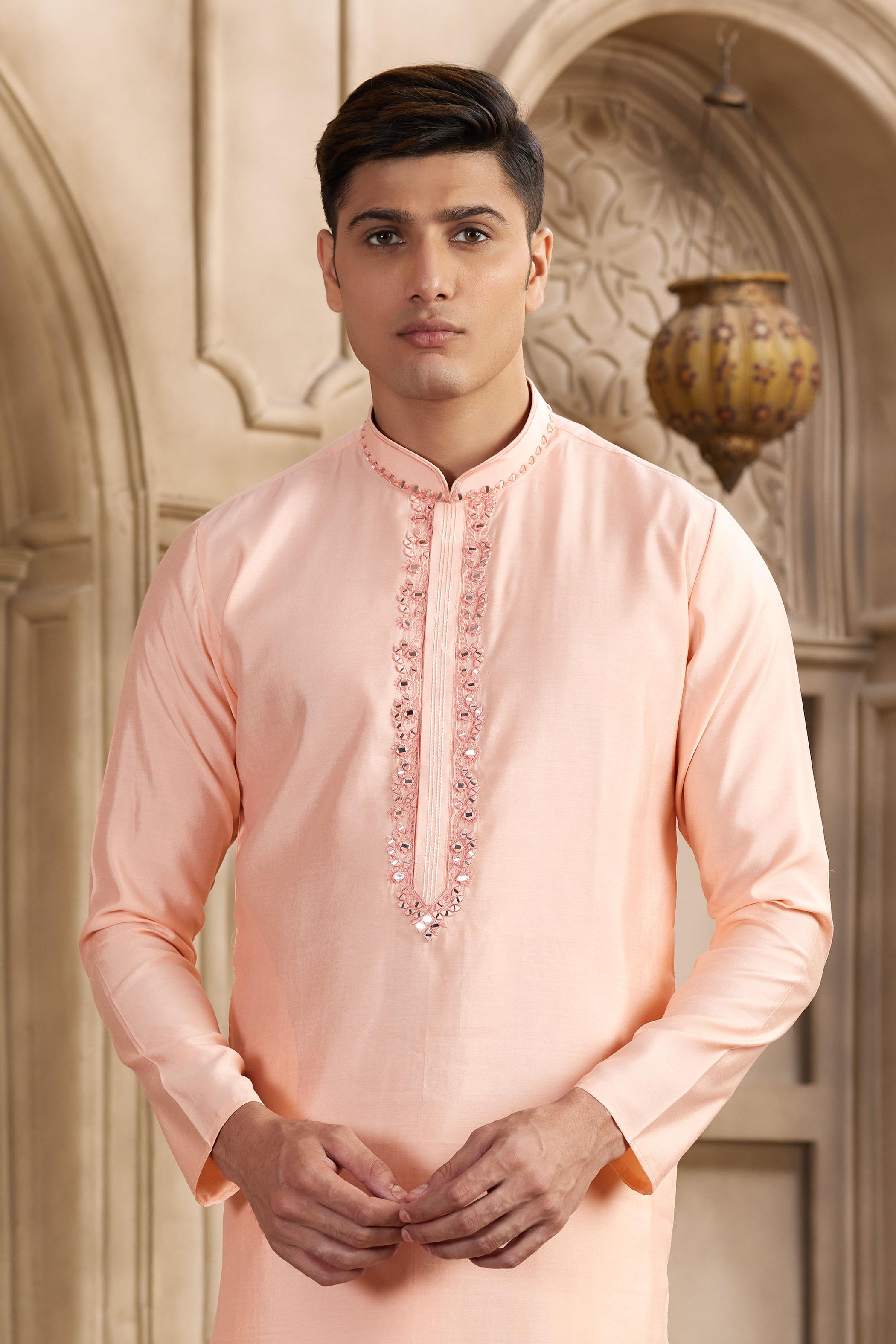 Pink Art Silk Kurta Payjama — alternate view