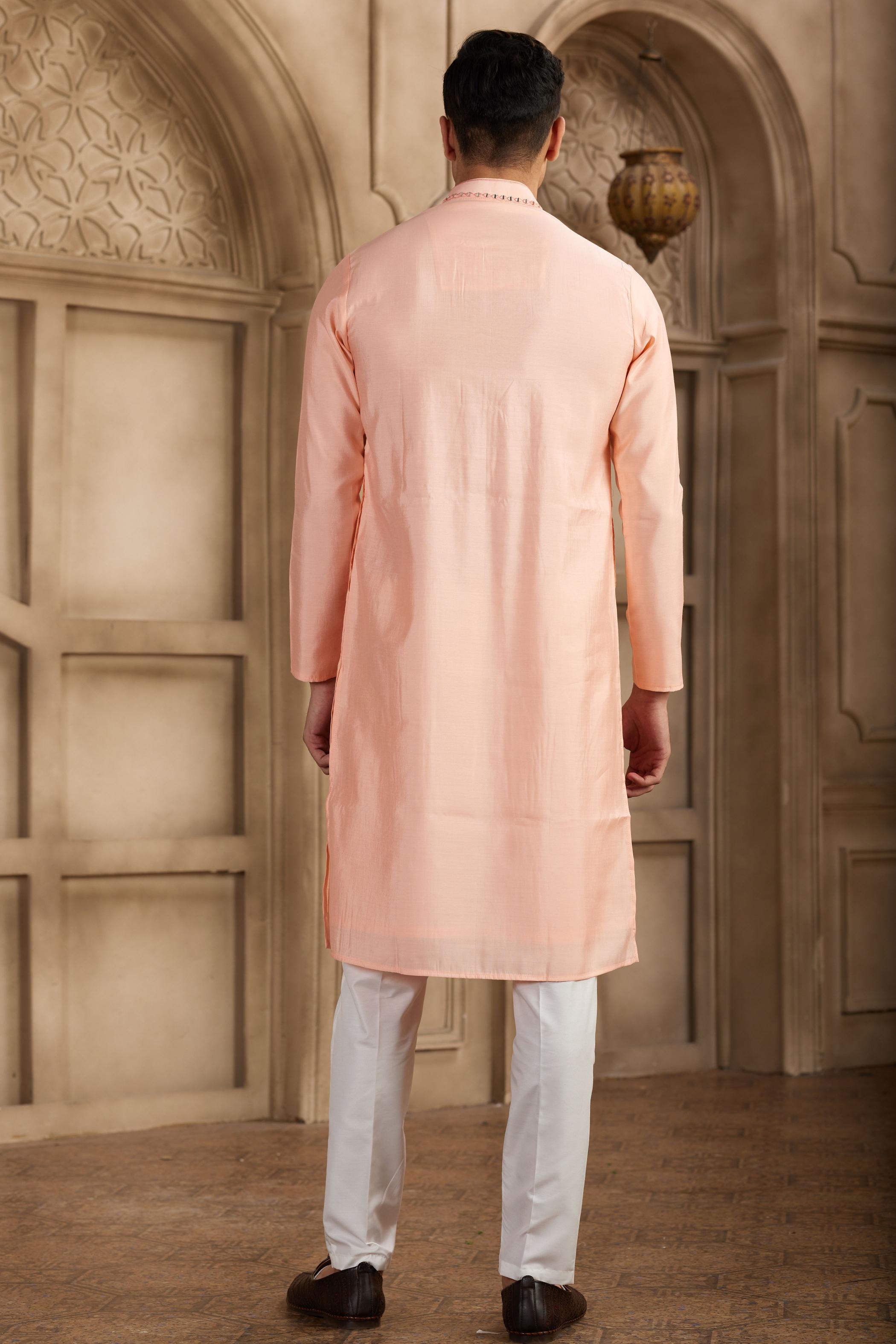 Pink Art Silk Kurta Payjama