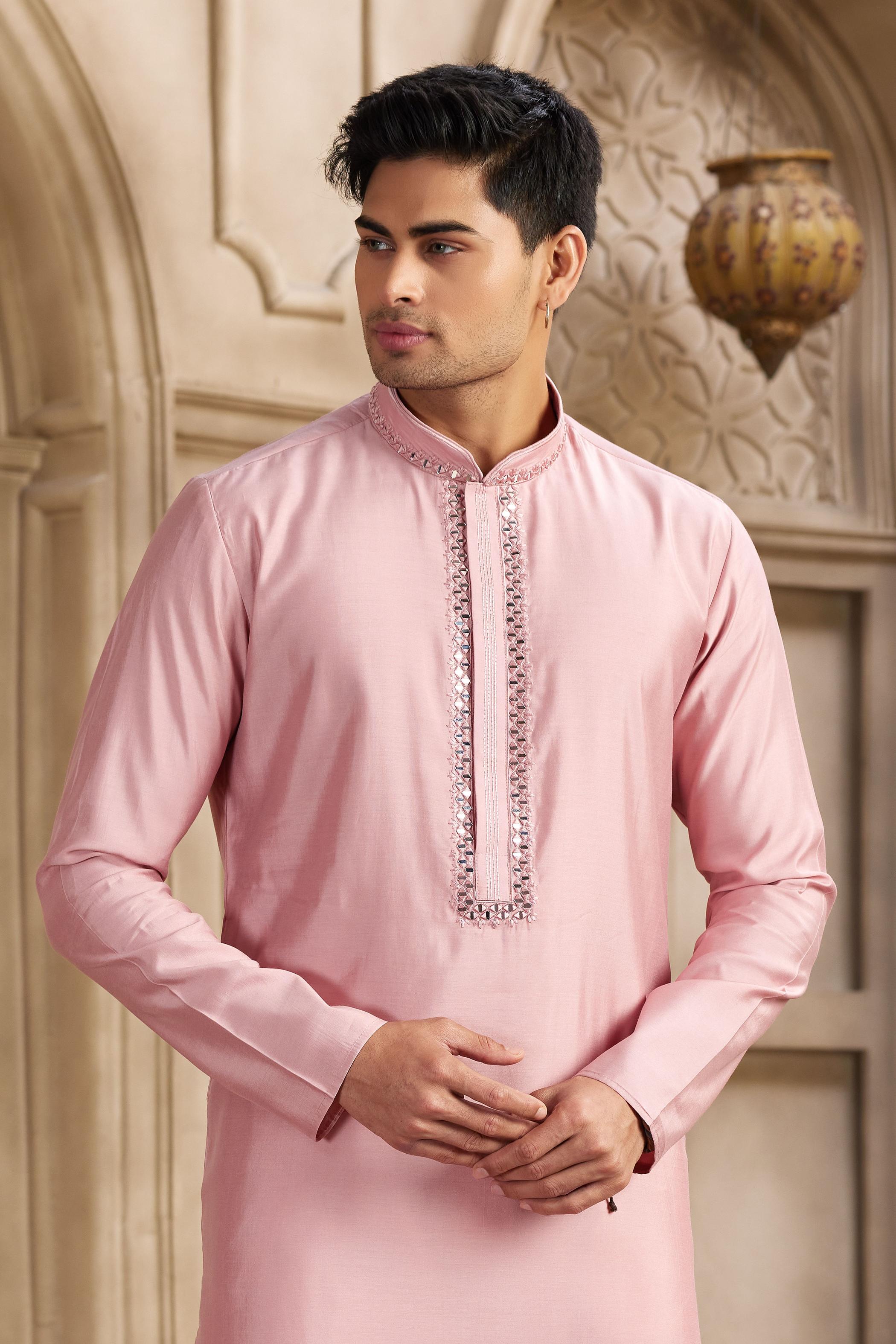 Pink Art Silk Kurta Payjama — alternate view