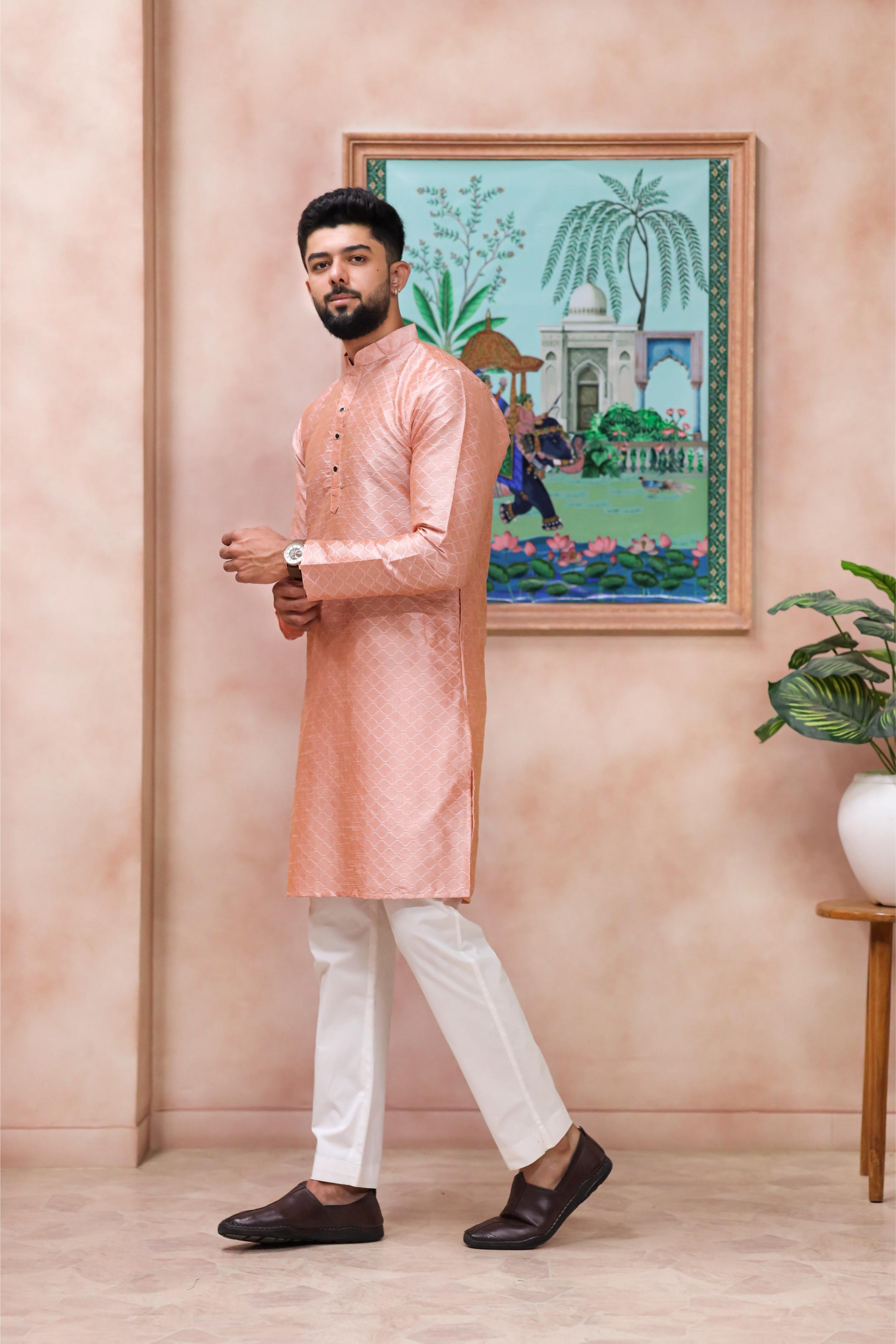 Pink Art Silk Kurta Pyjama — alternate view