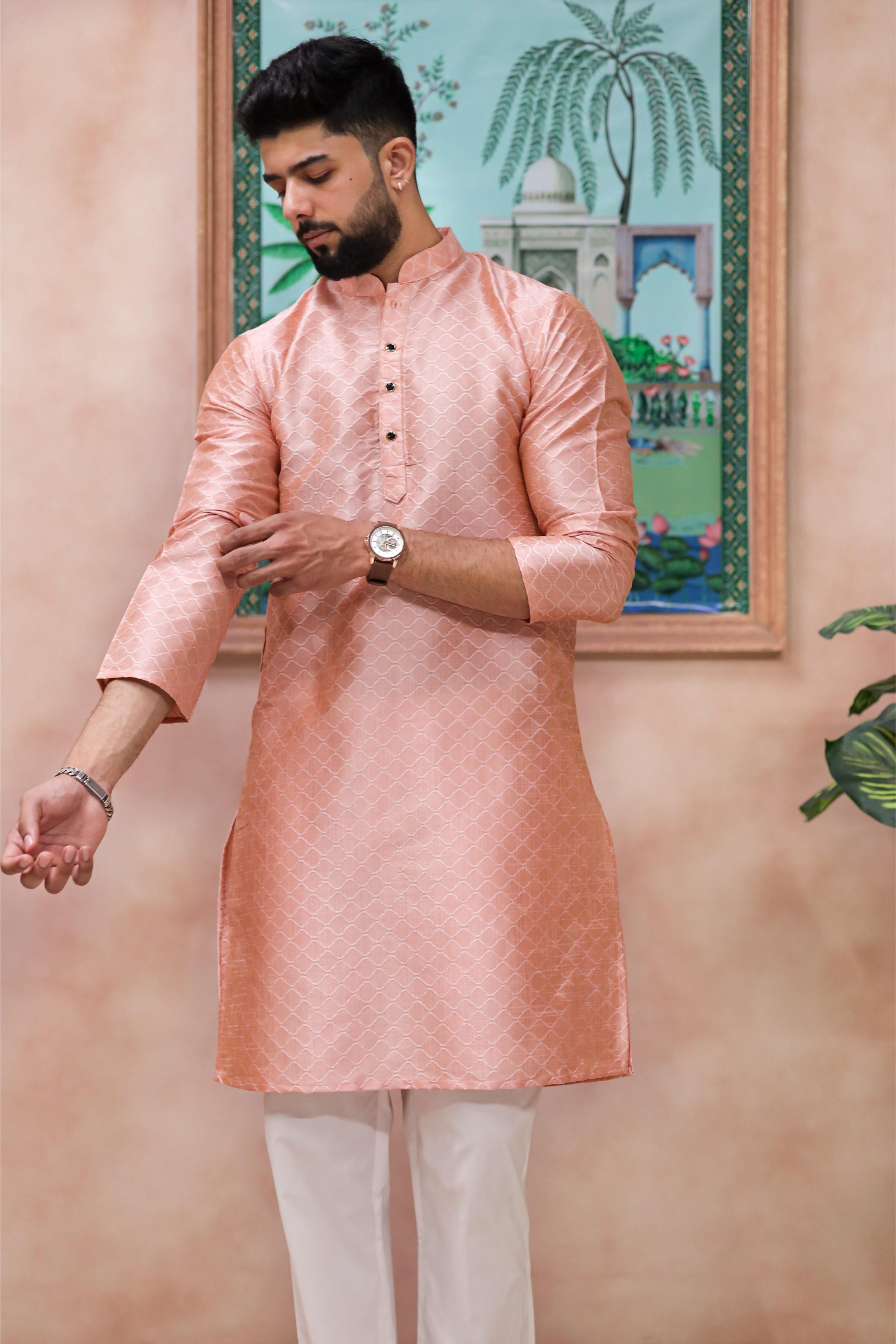 Pink Art Silk Kurta Pyjama