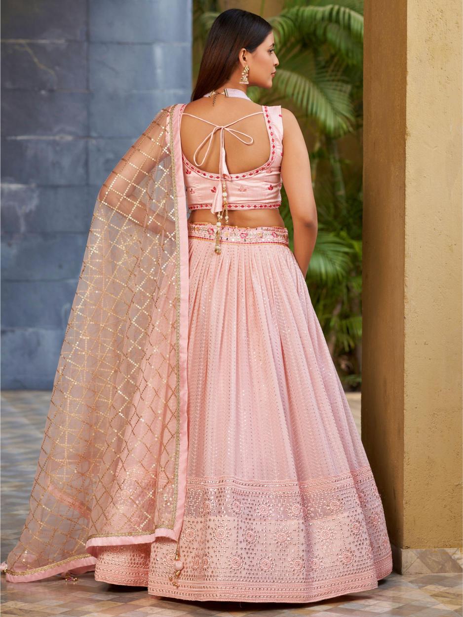 Pink Art Silk Sequins Embroidered Lehenga Choli — alternate view