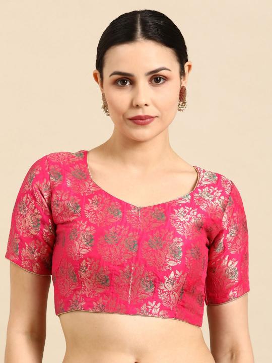 Pink Banarasi Silk Jacquard Readymade Blouse