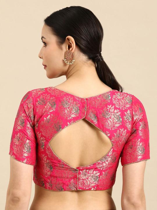 Pink Banarasi Silk Jacquard Readymade Blouse — alternate view