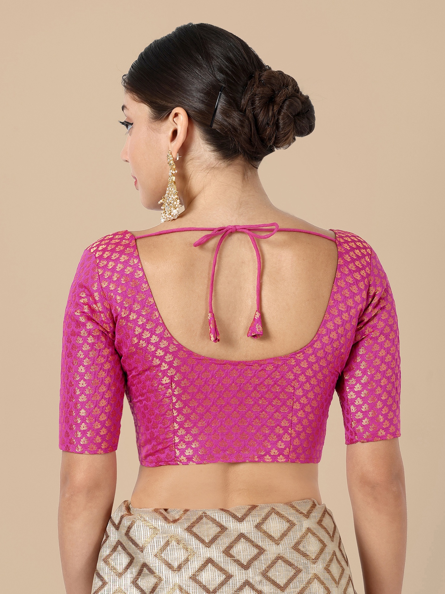 Pink Banarasi Silk Jacquard Readymade Blouse — alternate view