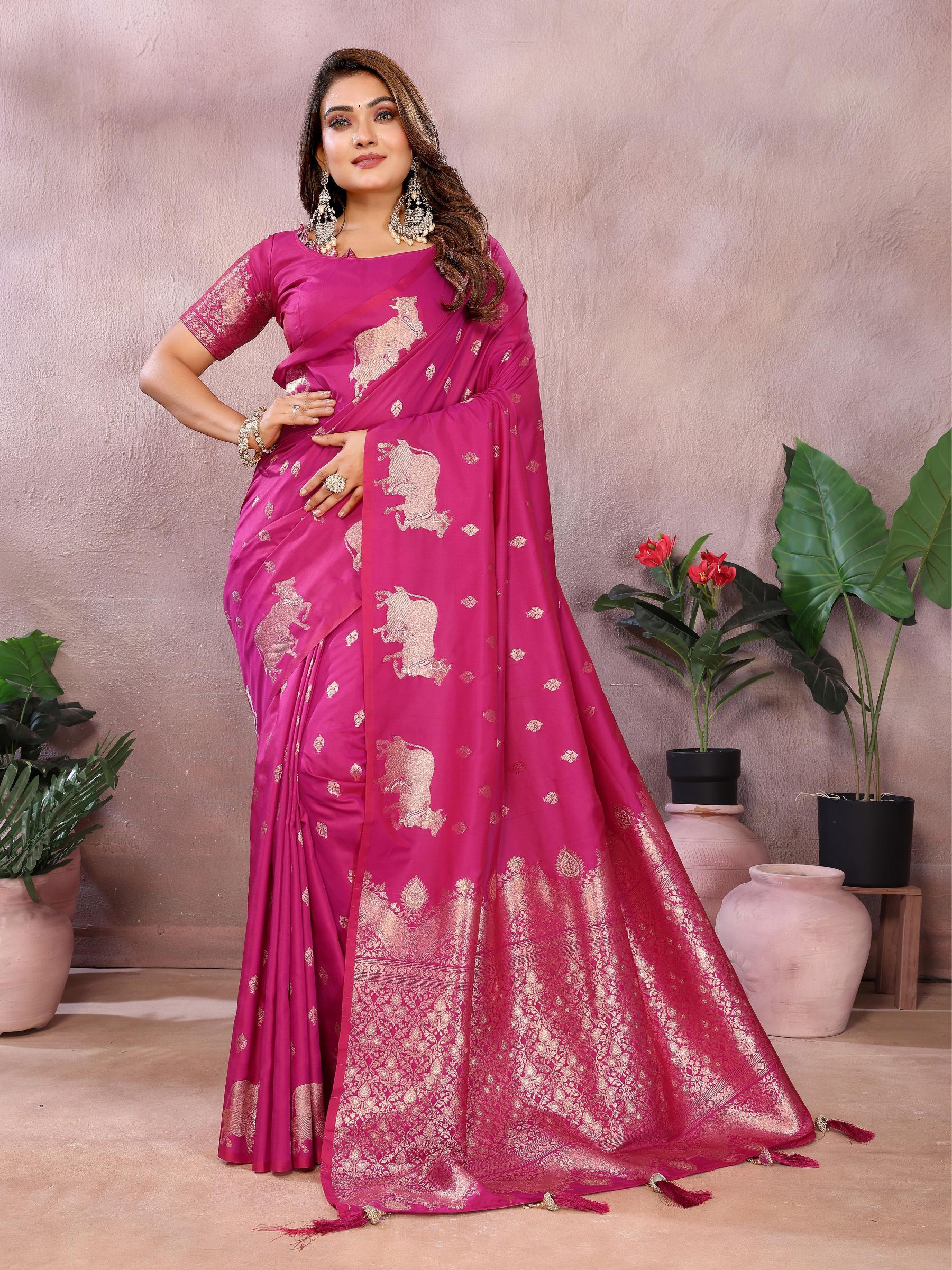 Pink Banarasi Silk Saree