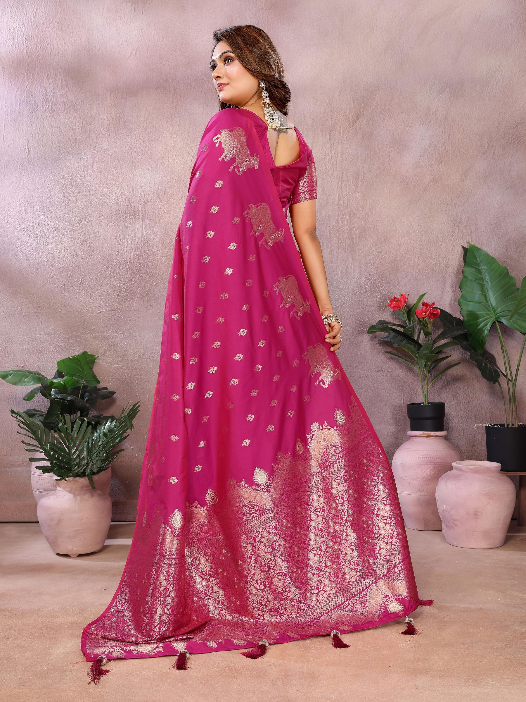 Pink Banarasi Silk Saree — alternate view