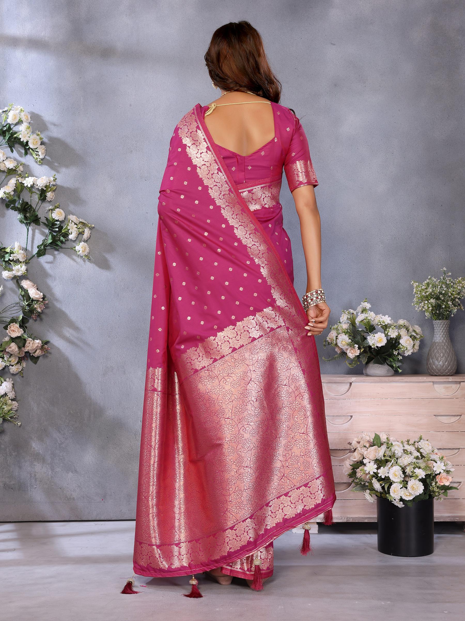 Pink Banarasi Silk Saree — alternate view