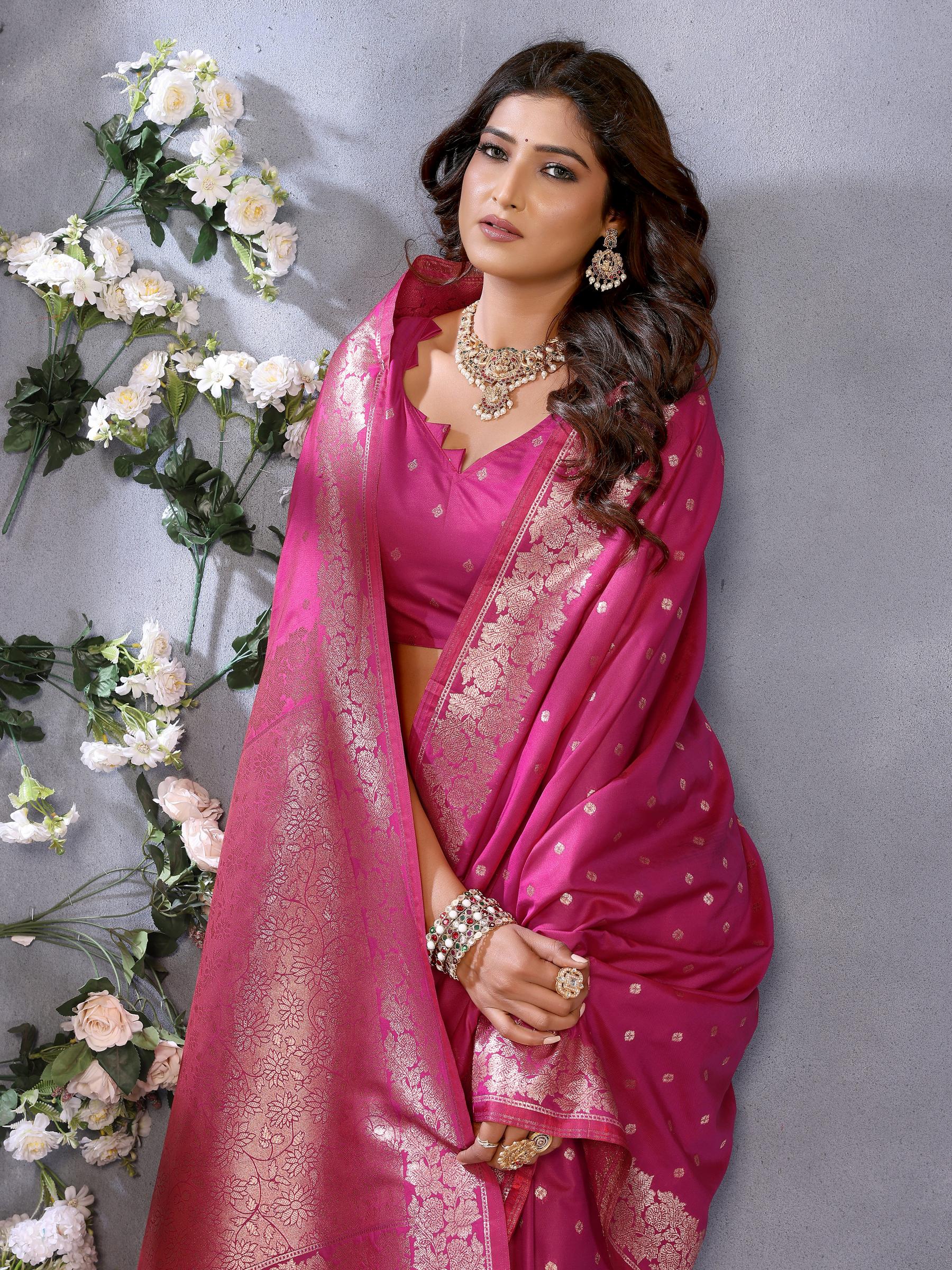 Pink Banarasi Silk Saree