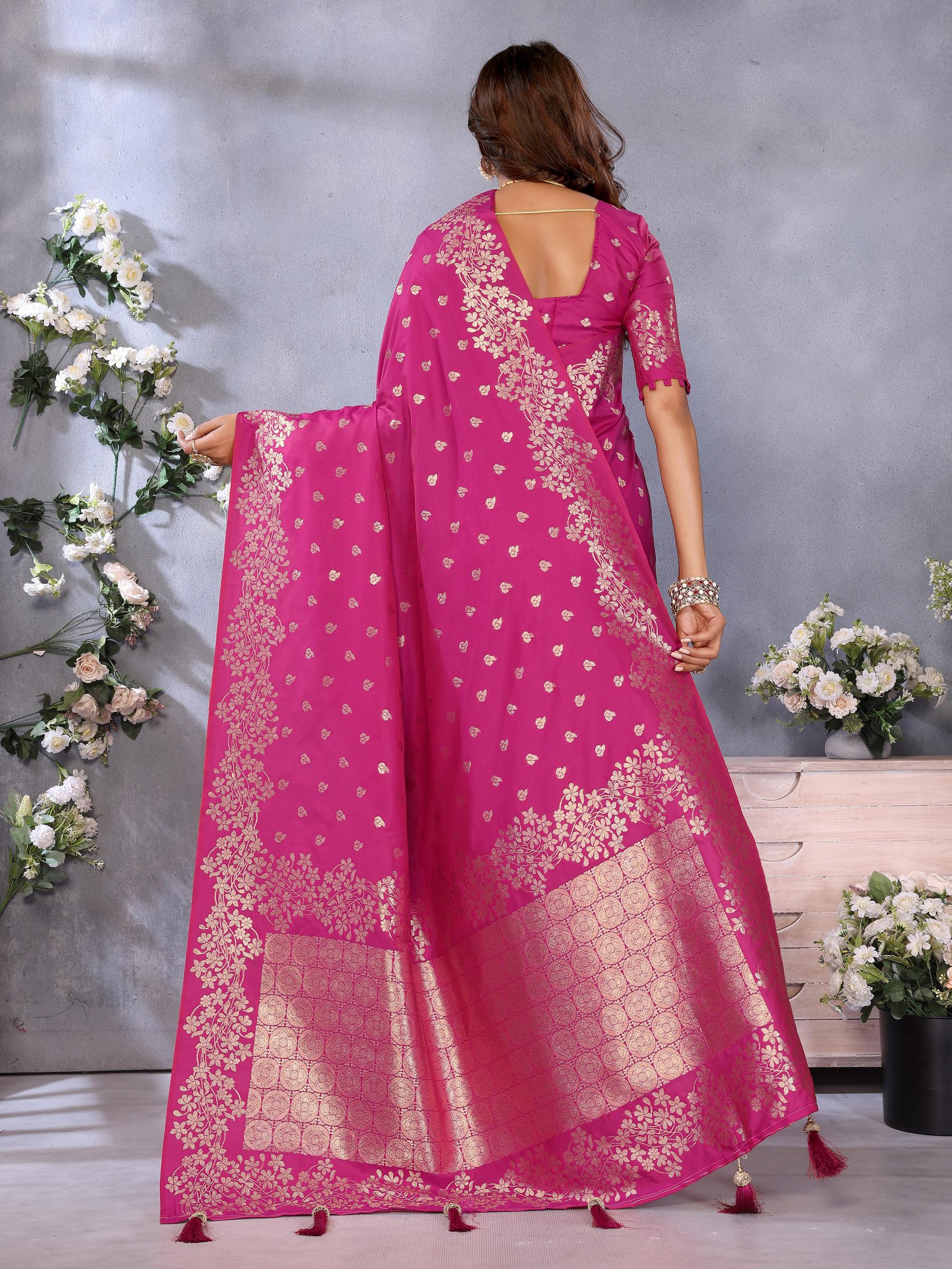 Pink Banarasi Silk Saree — alternate view