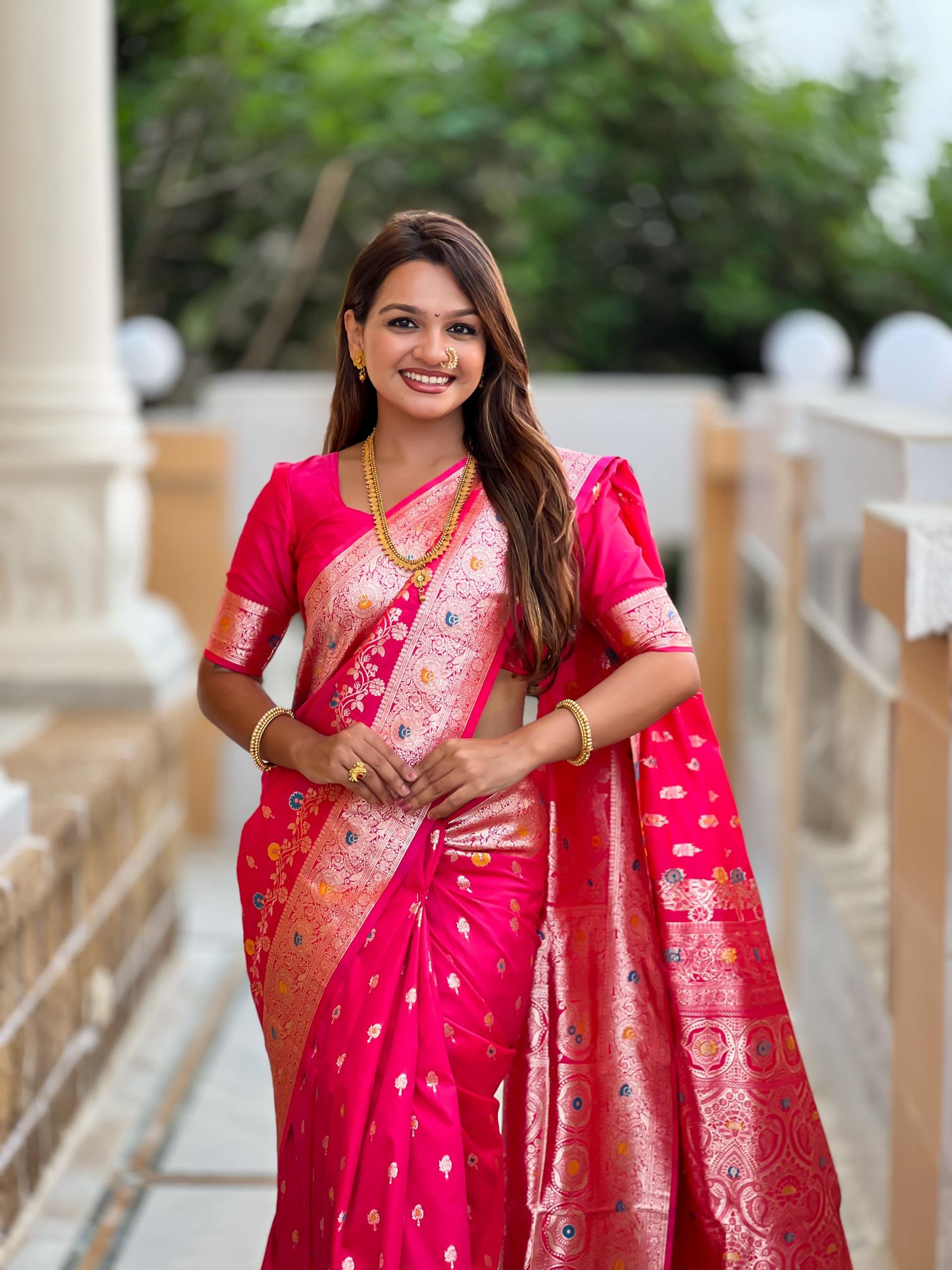 Pink Banarasi Silk Saree