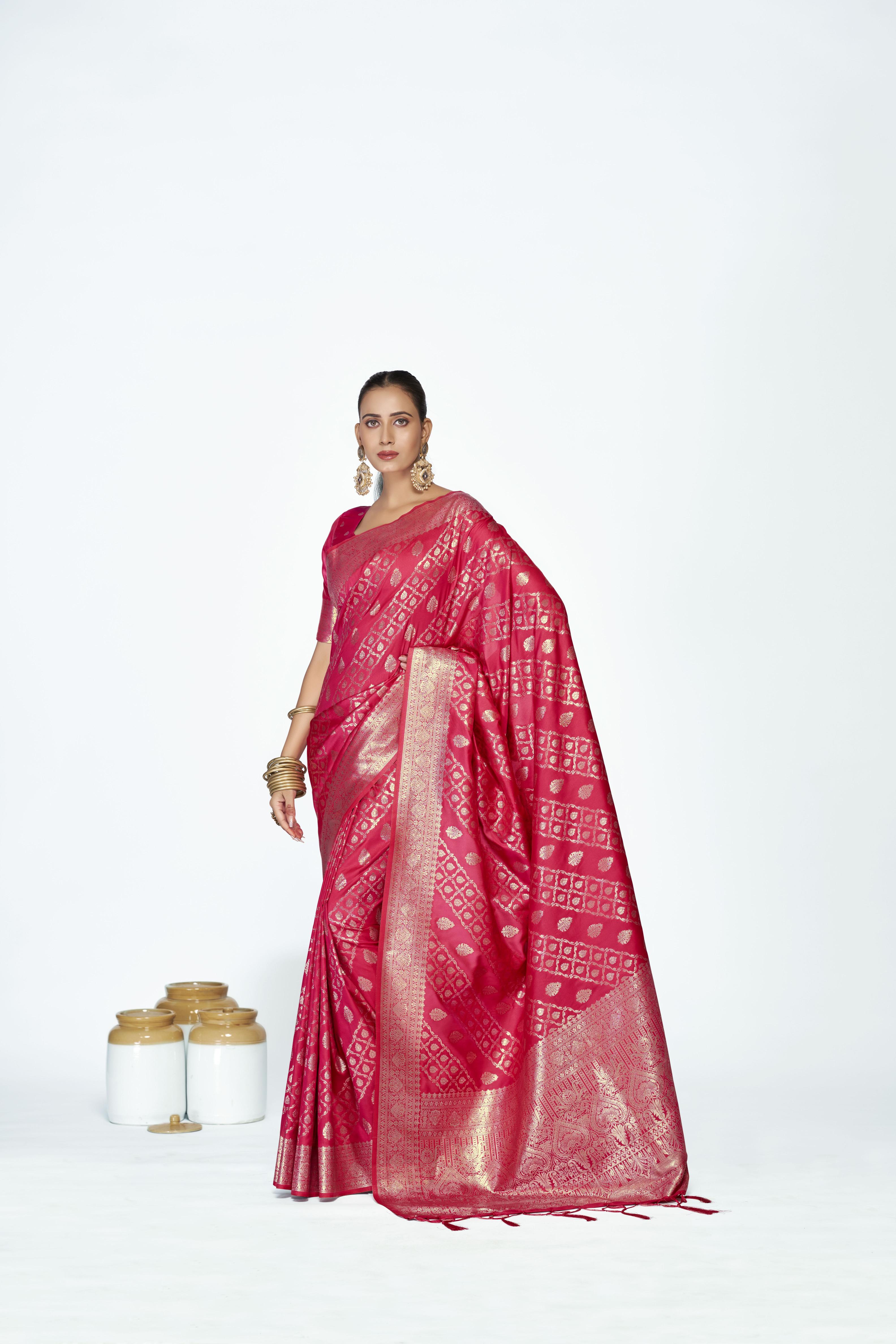Pink Banarasi Silk Zari Designer Saree