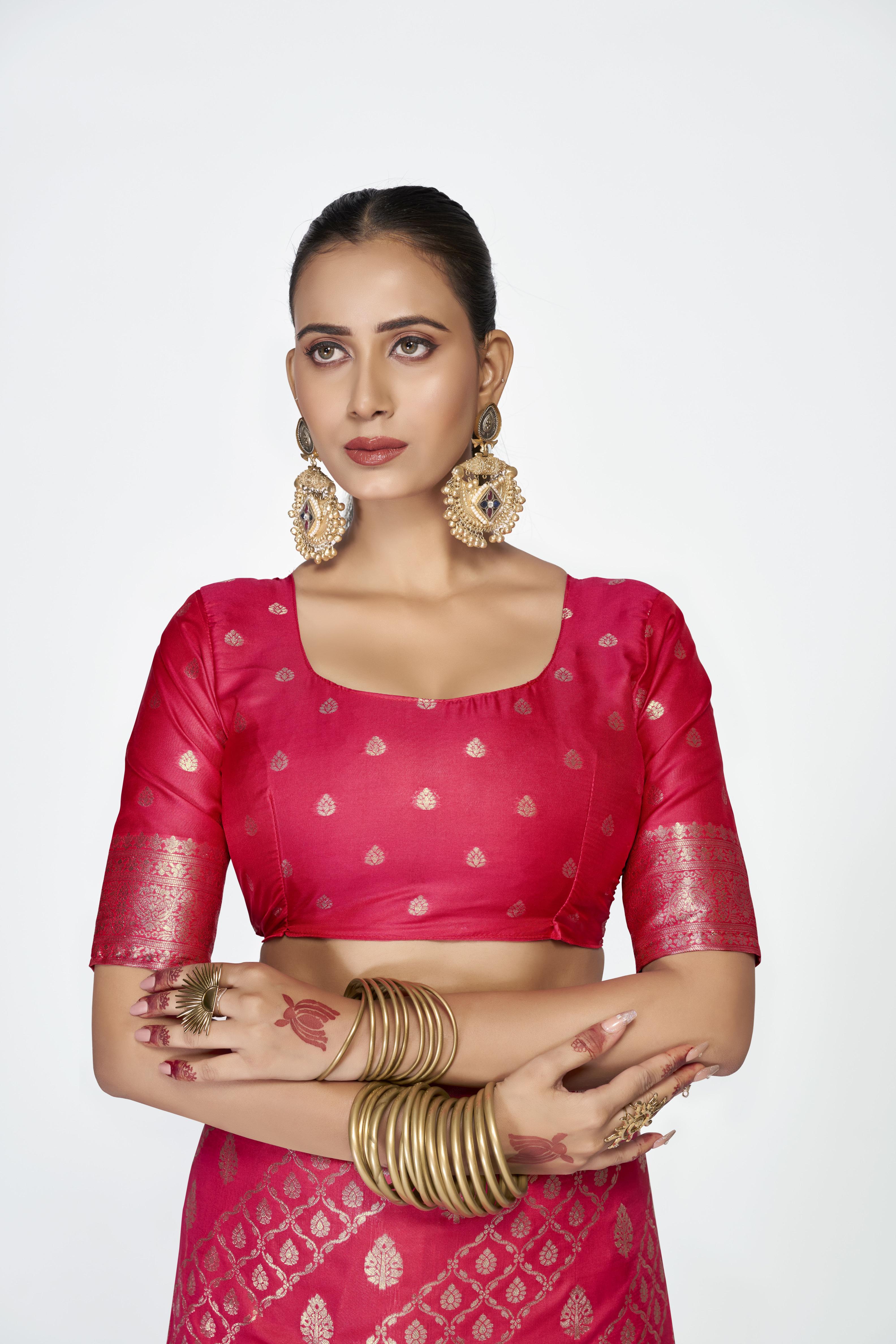 Pink Banarasi Silk Zari Designer Saree