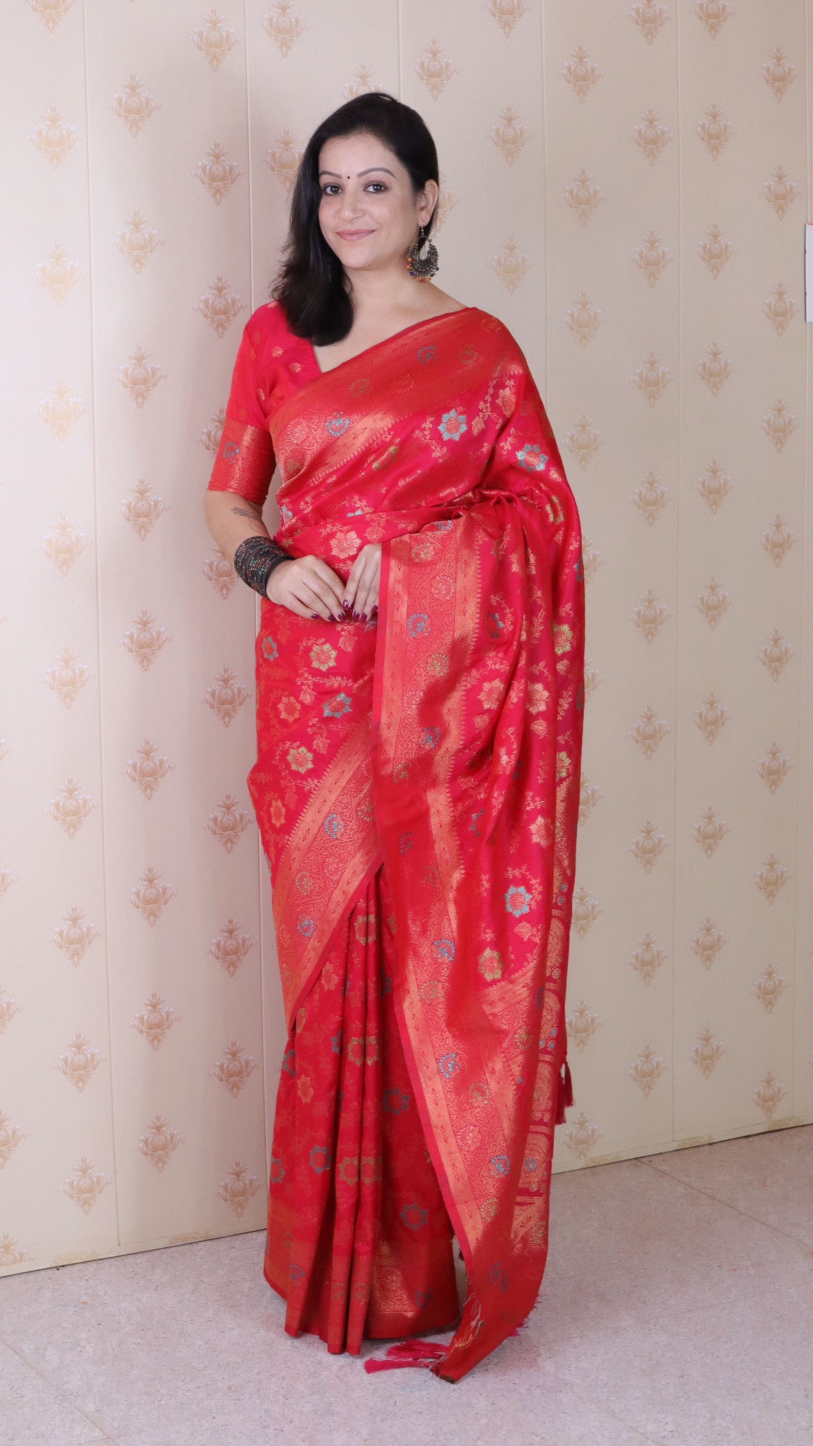 Pink Banarasi Silk Zari Meenakari Saree