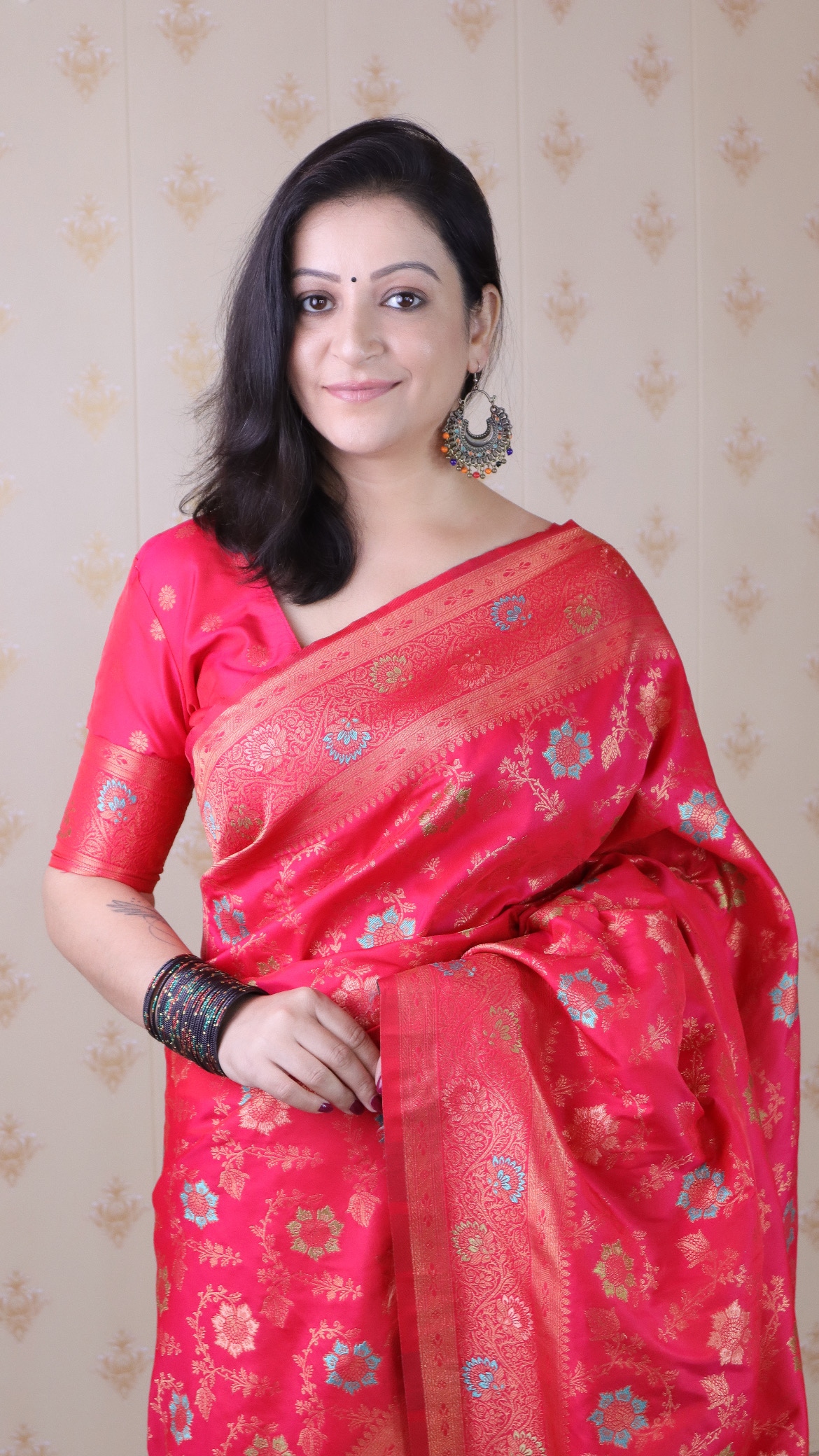 Pink Banarasi Silk Zari Meenakari Saree