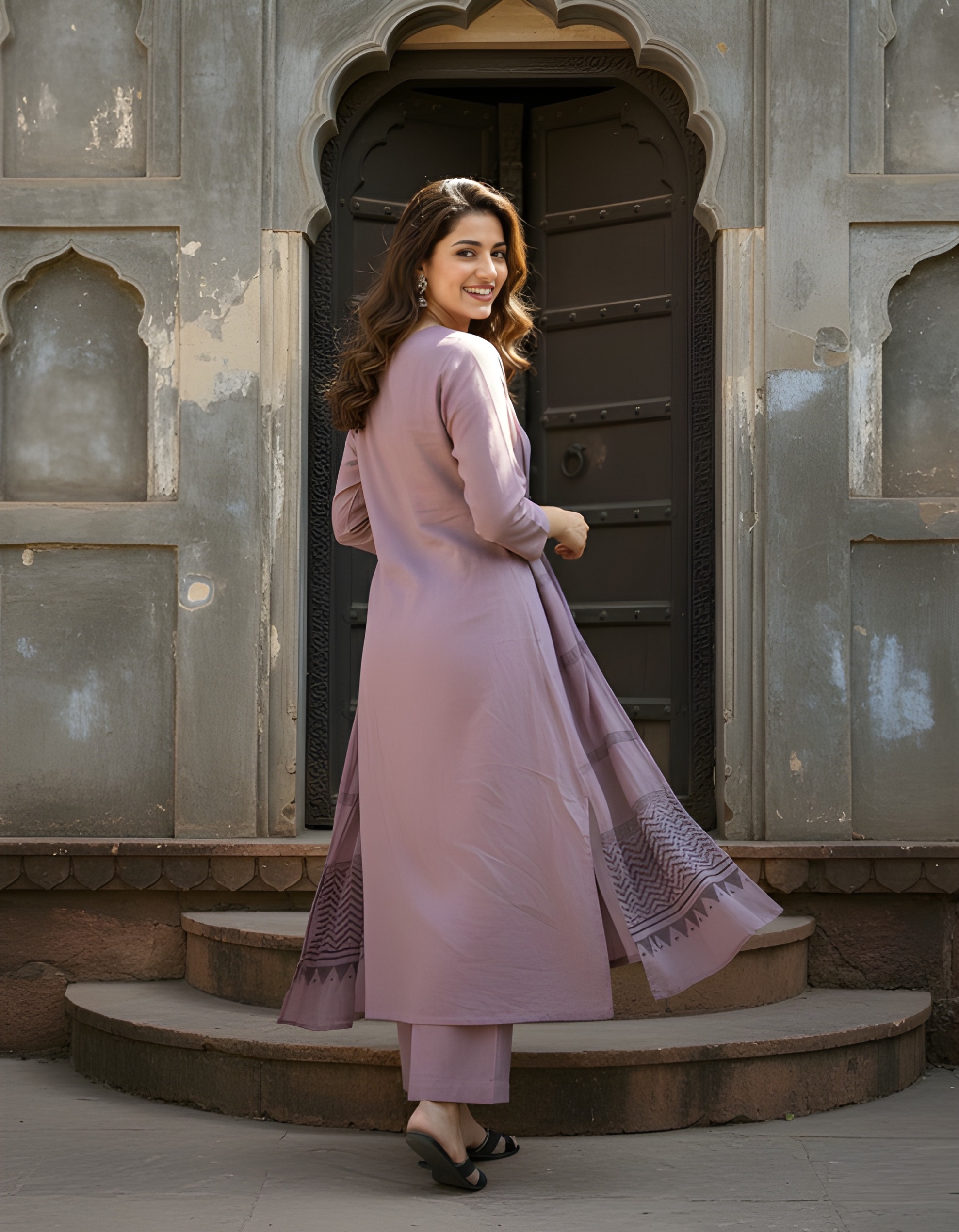 Pink Bandhani Printed Georgette Salwar Suit — alternate view