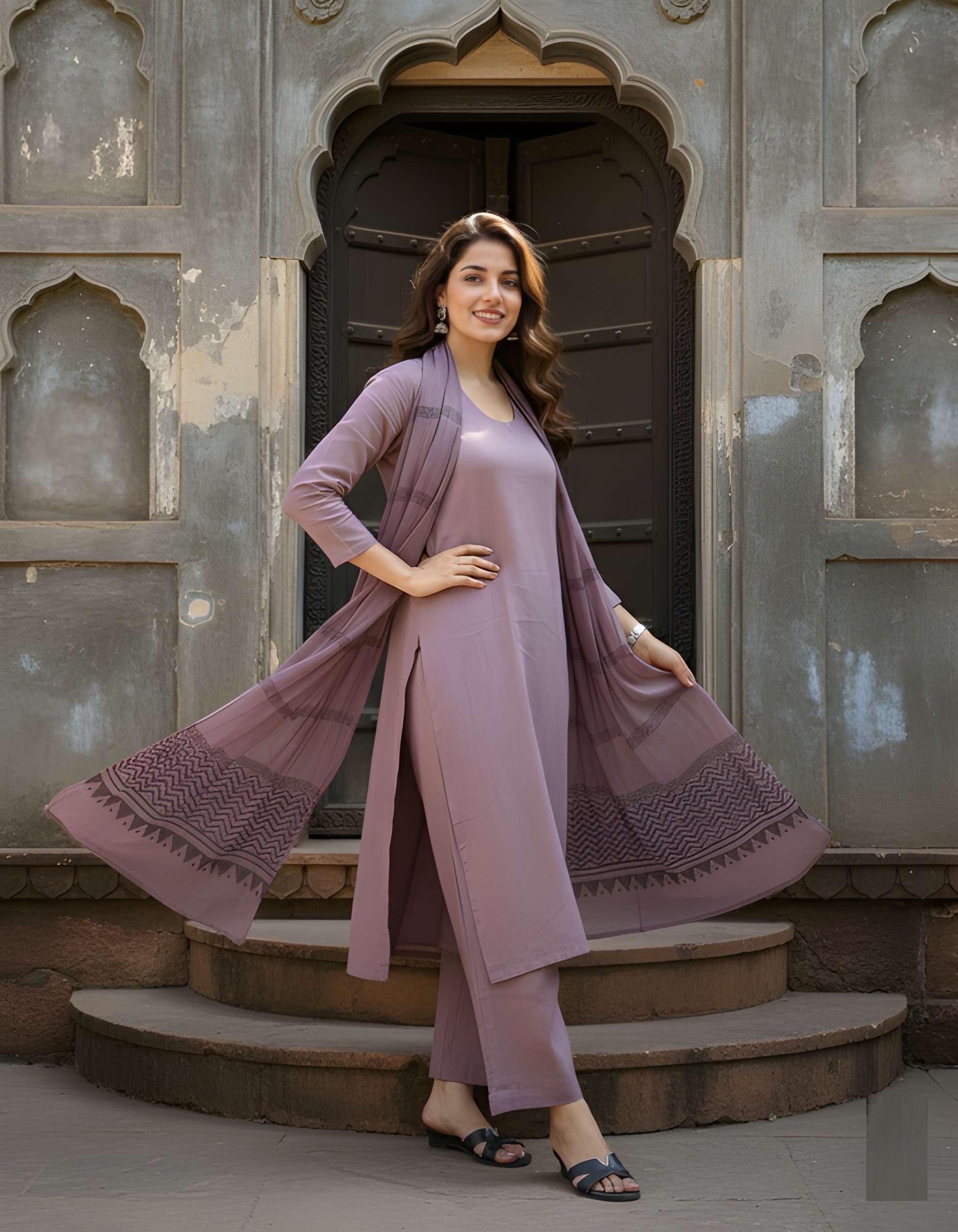 Pink Bandhani Printed Georgette Salwar Suit