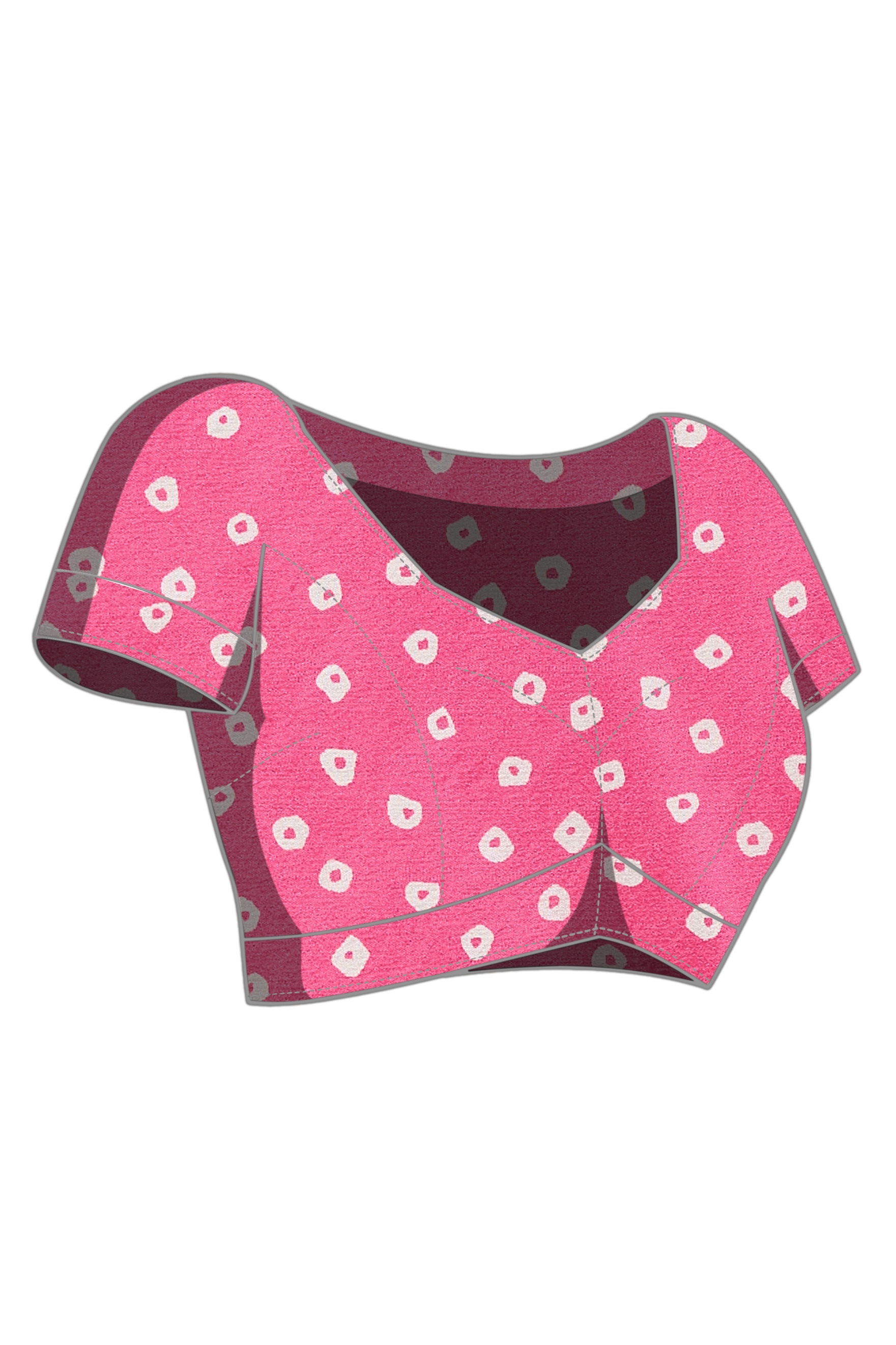 Pink Bandhani Printed Satin Ready To Wear Saree