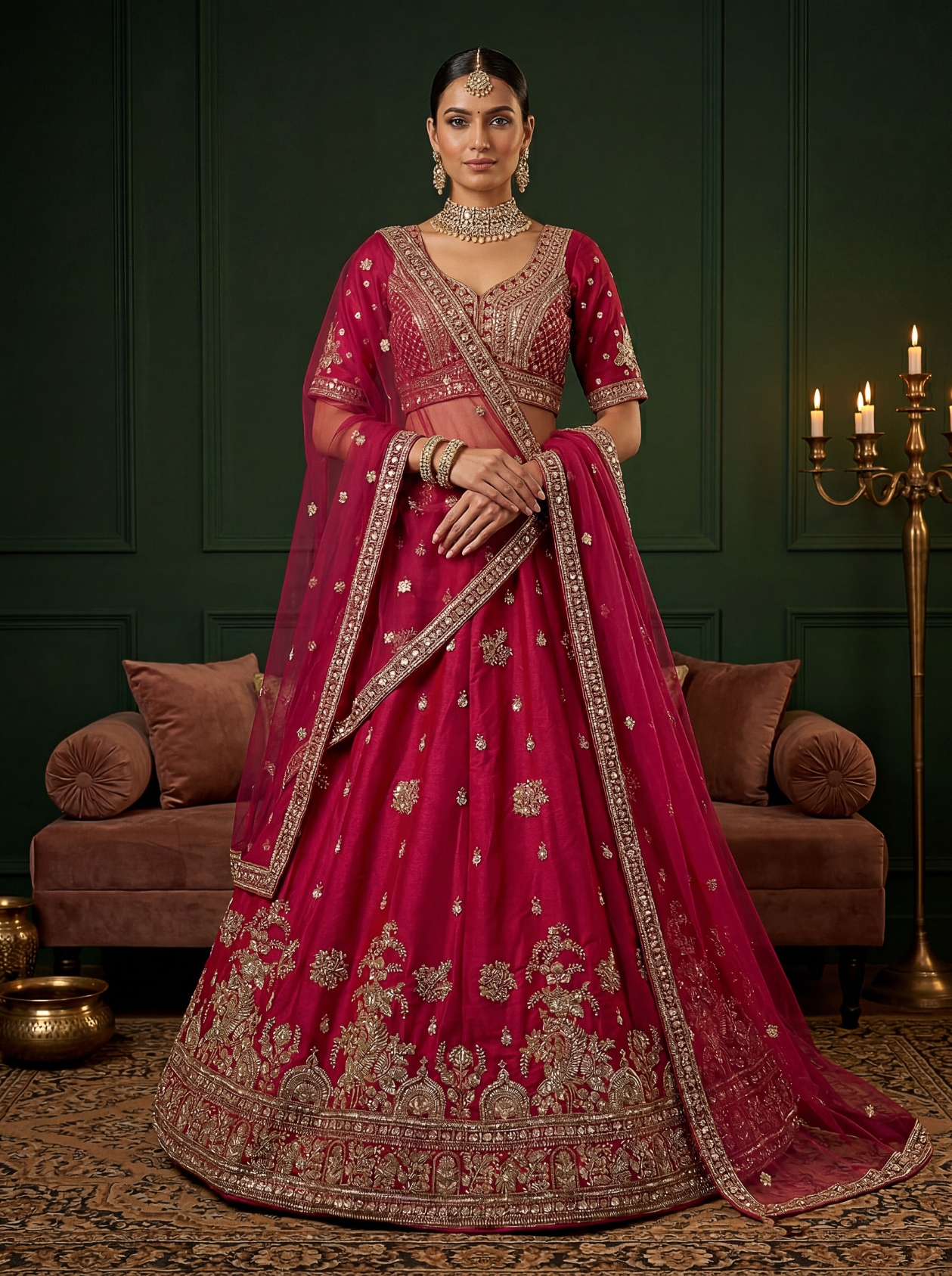 Pink Beaded Gadwal Silk Designer Lehenga Choli