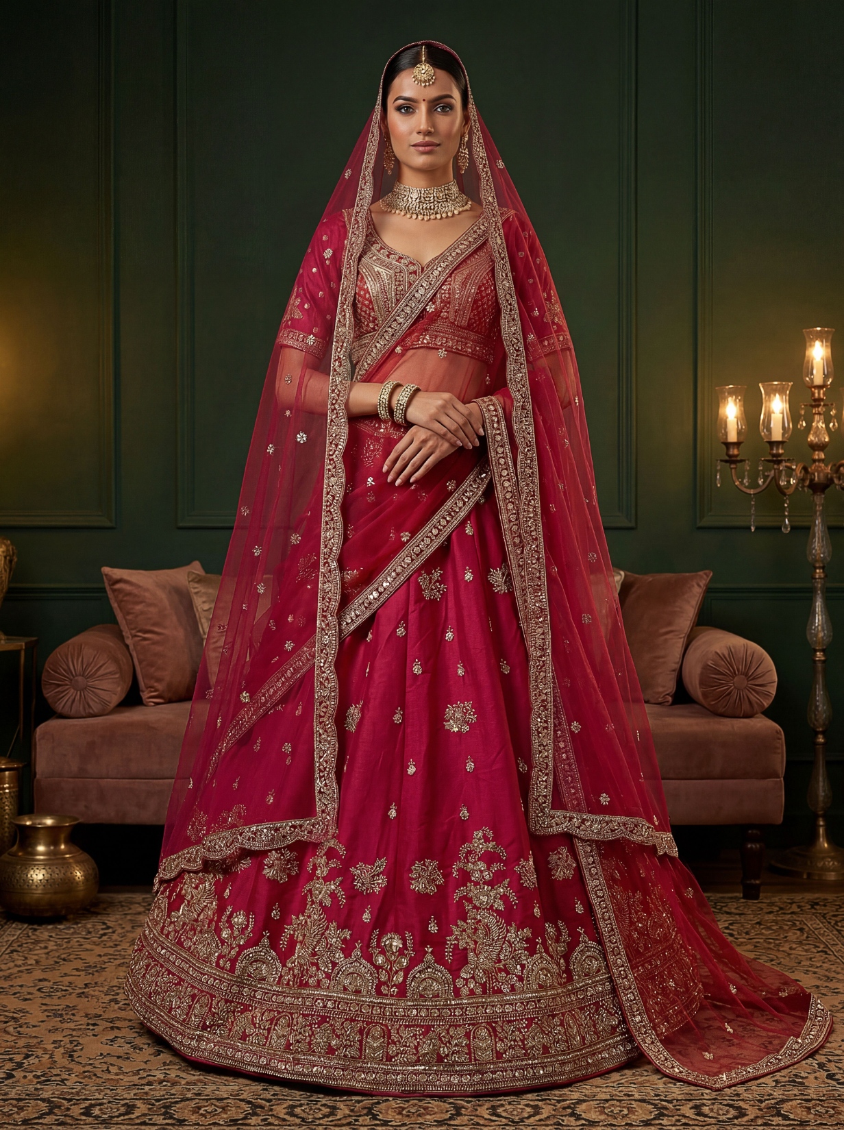 Pink Beaded Gadwal Silk Designer Lehenga Choli