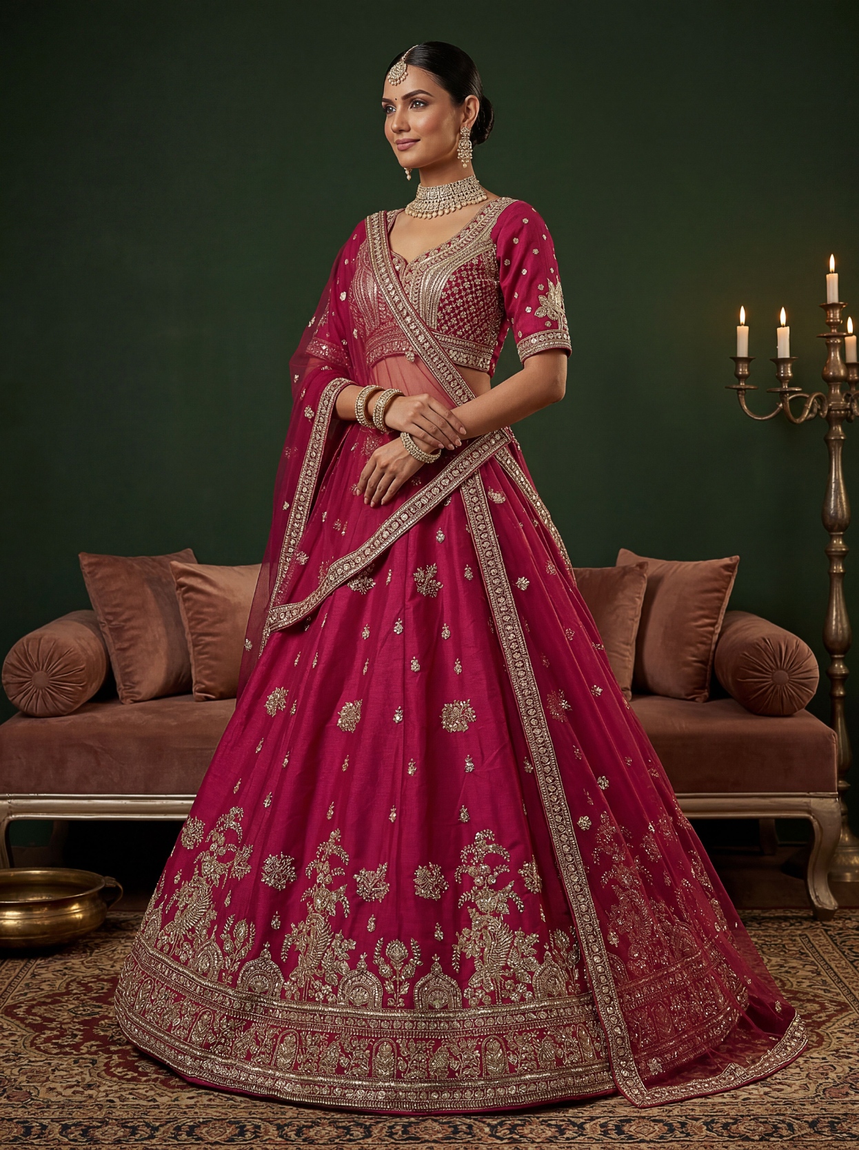 Pink Beaded Gadwal Silk Designer Lehenga Choli
