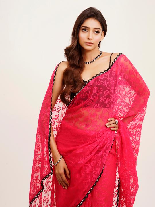 Pink Brasso Saree