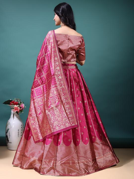 Pink Bridal Jacquard Lehenga Choli — alternate view