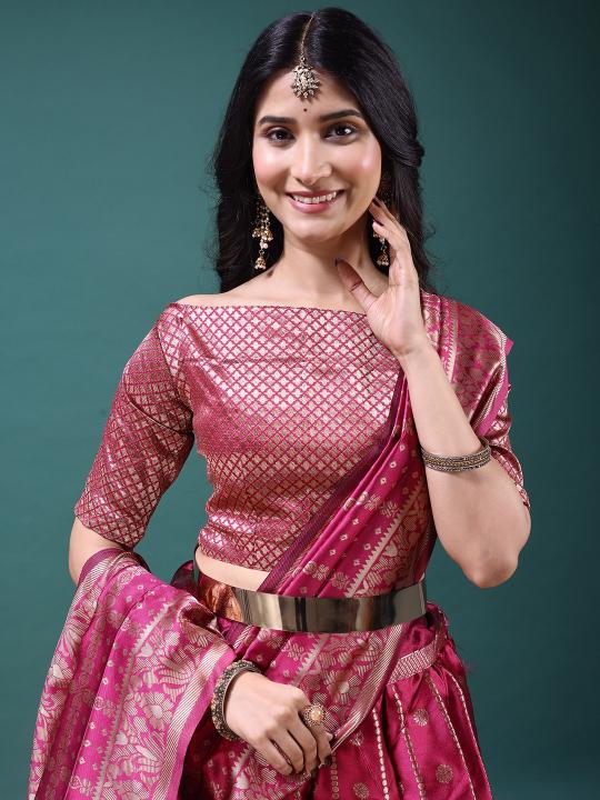 Pink Bridal Jacquard Lehenga Choli