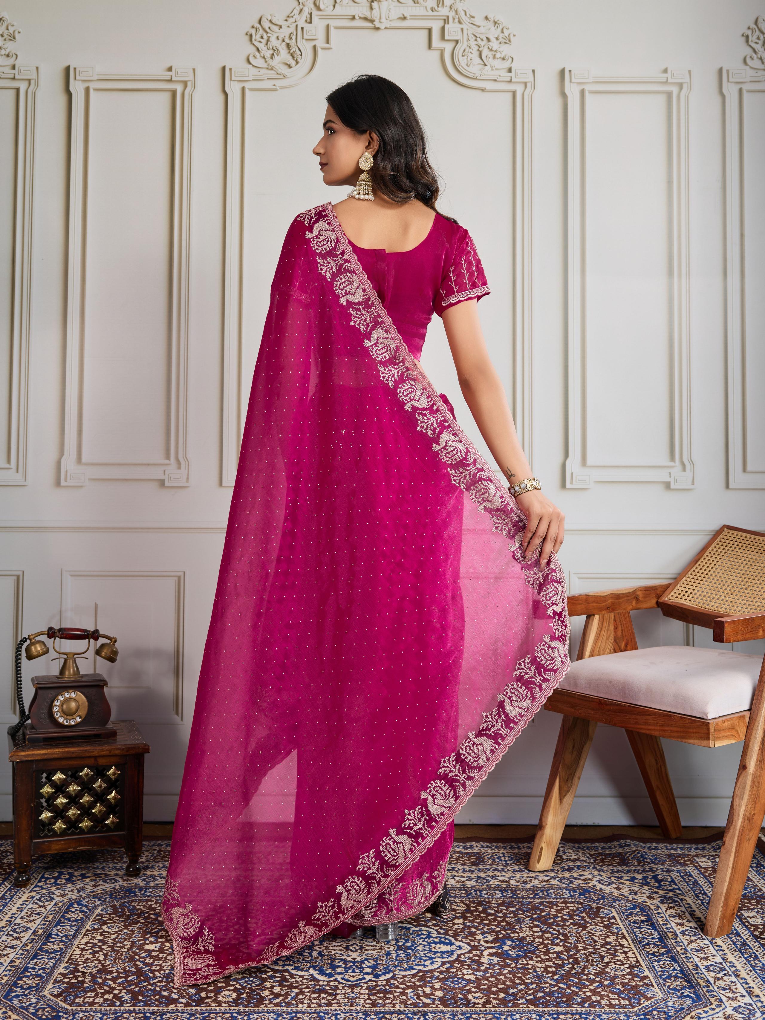 Pink Burberry Silk Saree — alternate view