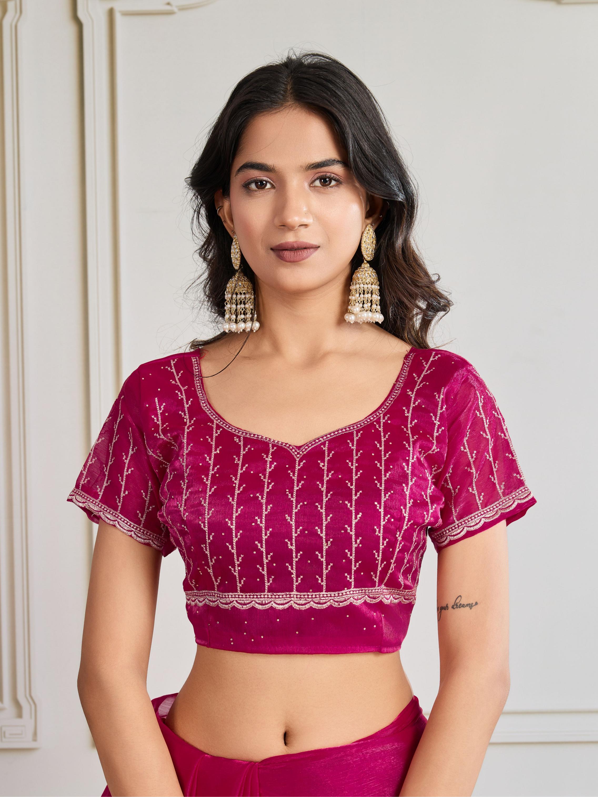 Pink Burberry Silk Saree