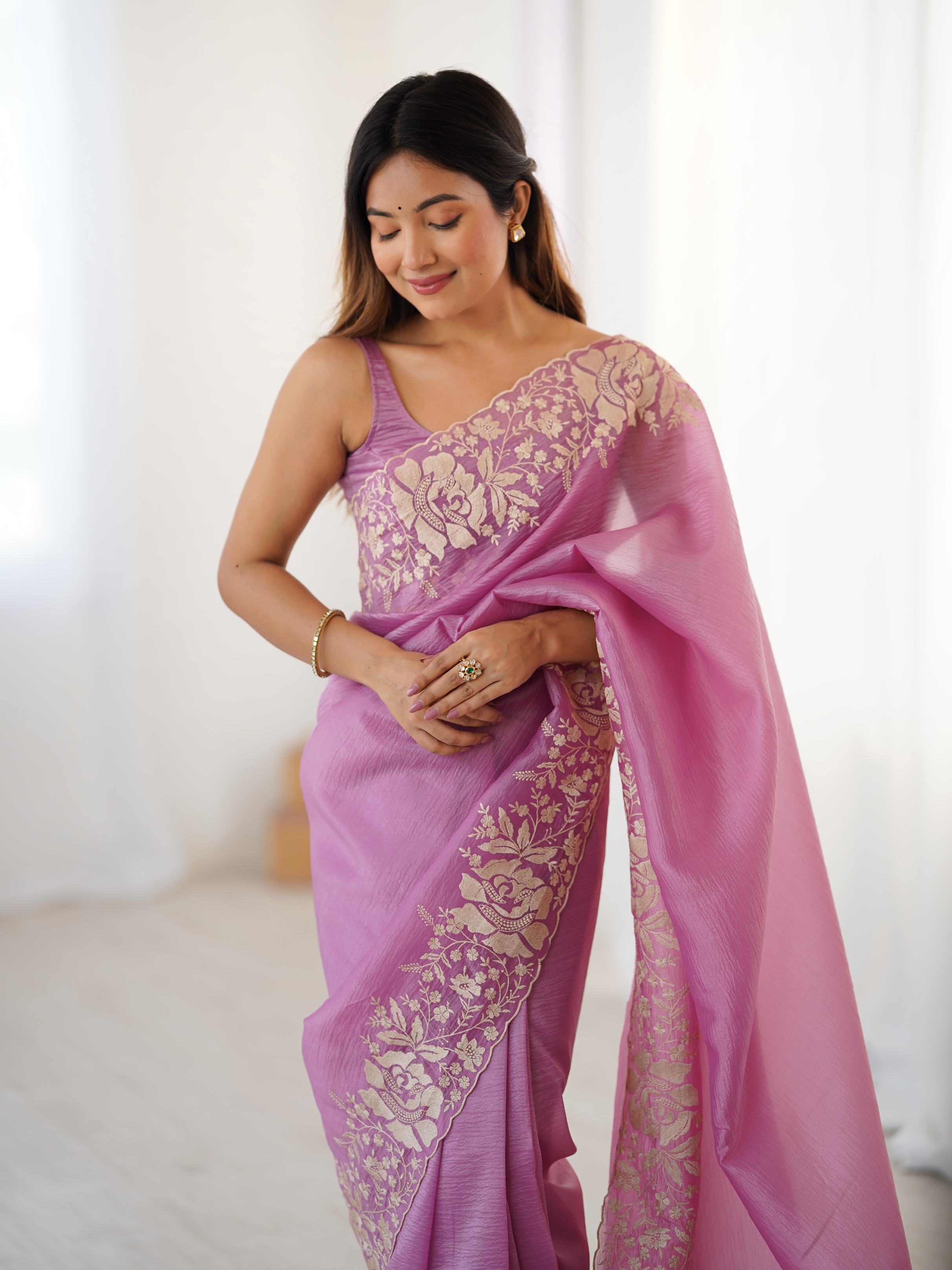 Pink Candy Crush Embroidered Saree