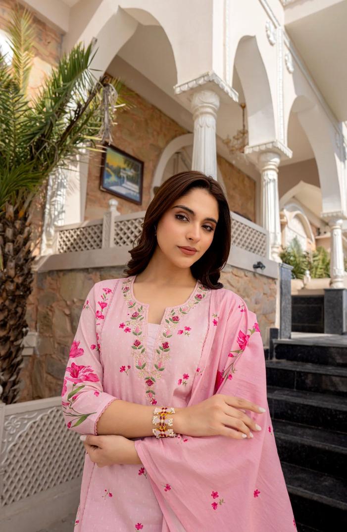 Pink Chanderi Readymade Suits