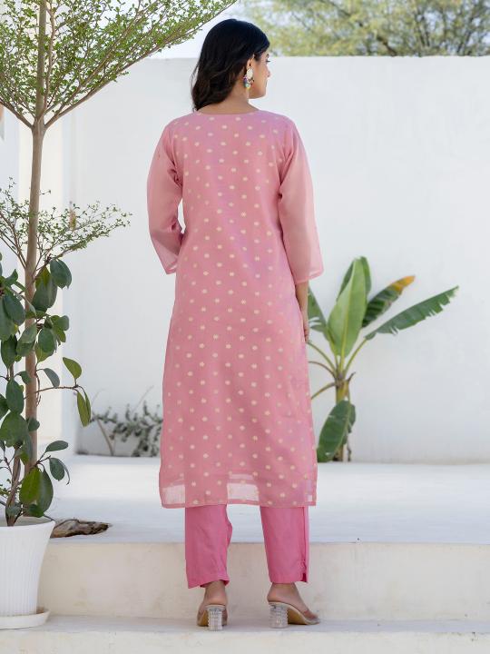 Pink Chanderi Silk Readymade Suit — alternate view