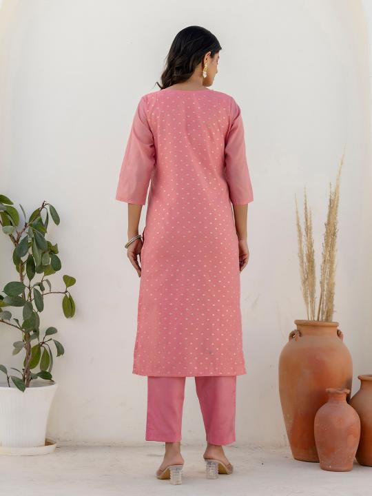 Pink Chanderi Silk Readymade Suits — alternate view