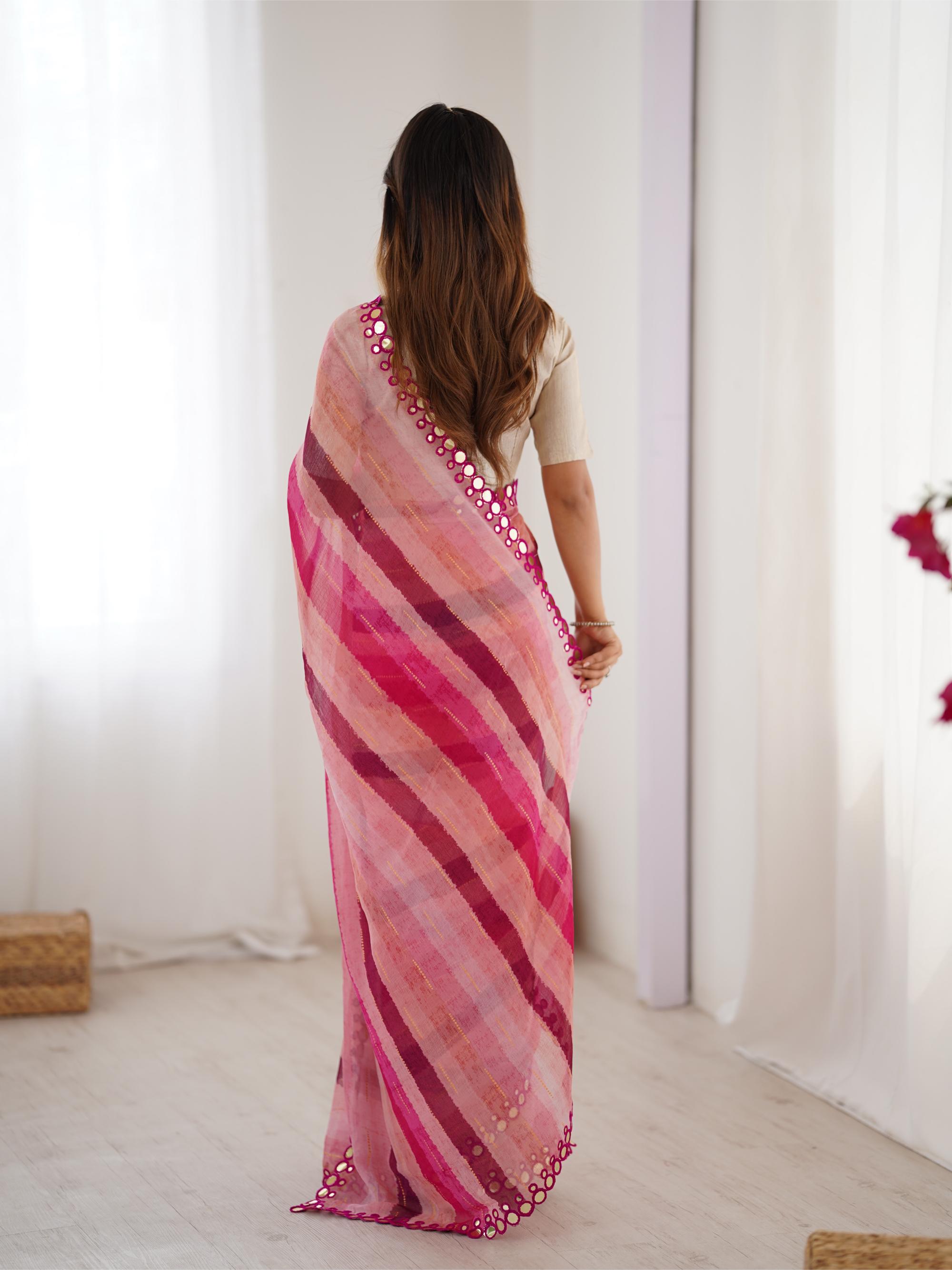 Pink Chiffon Saree — alternate view