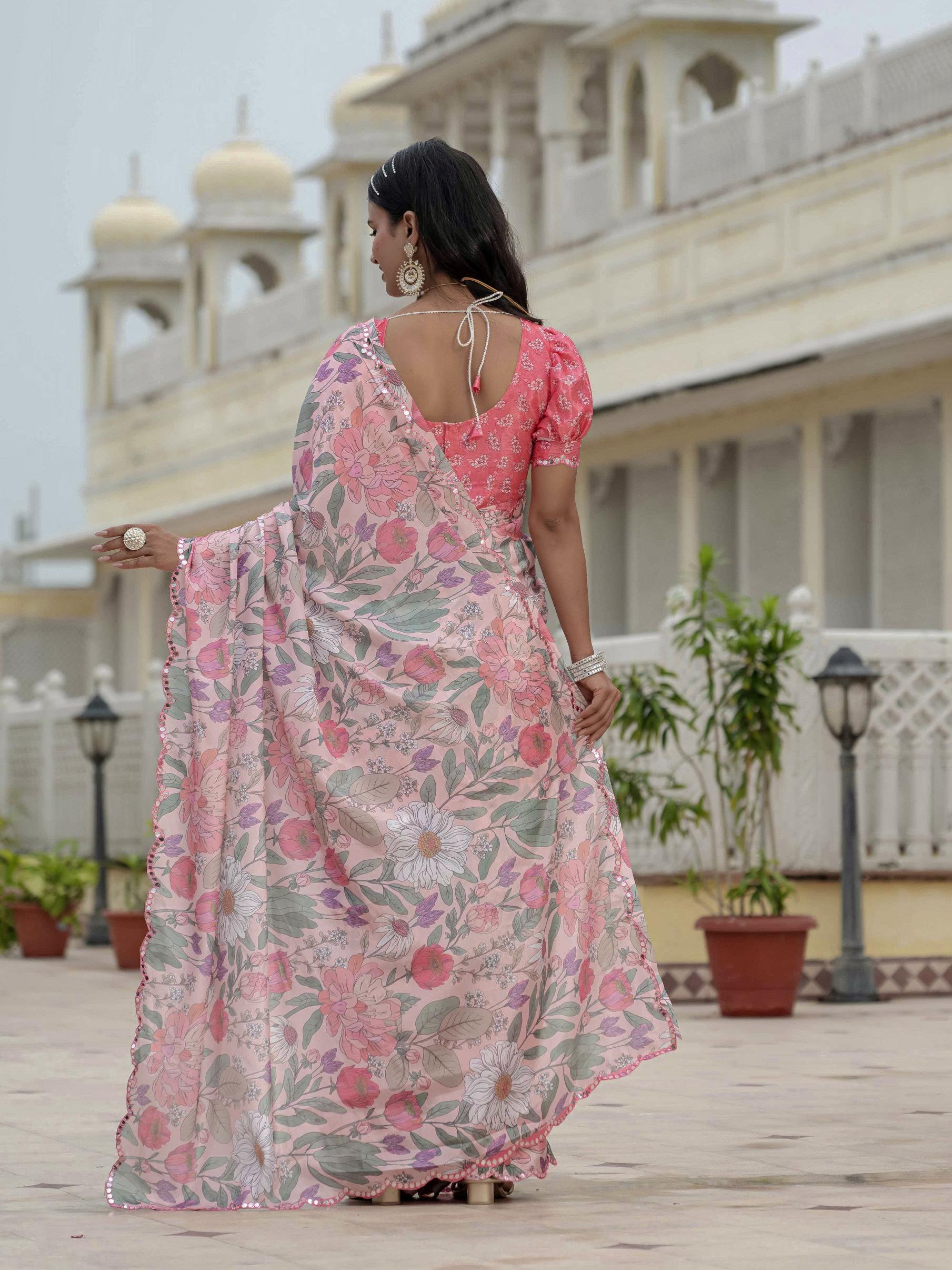 Pink Chinnon Ready To Wear Saree — alternate view
