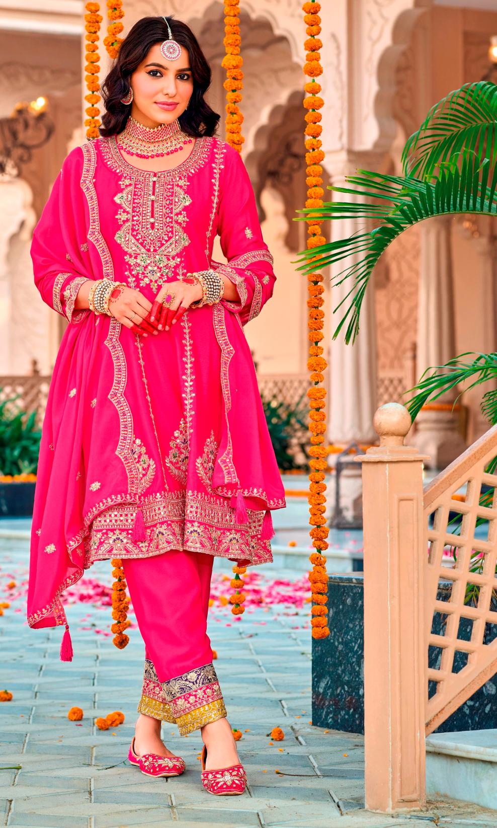 Pink Chinnon Salwar Suit