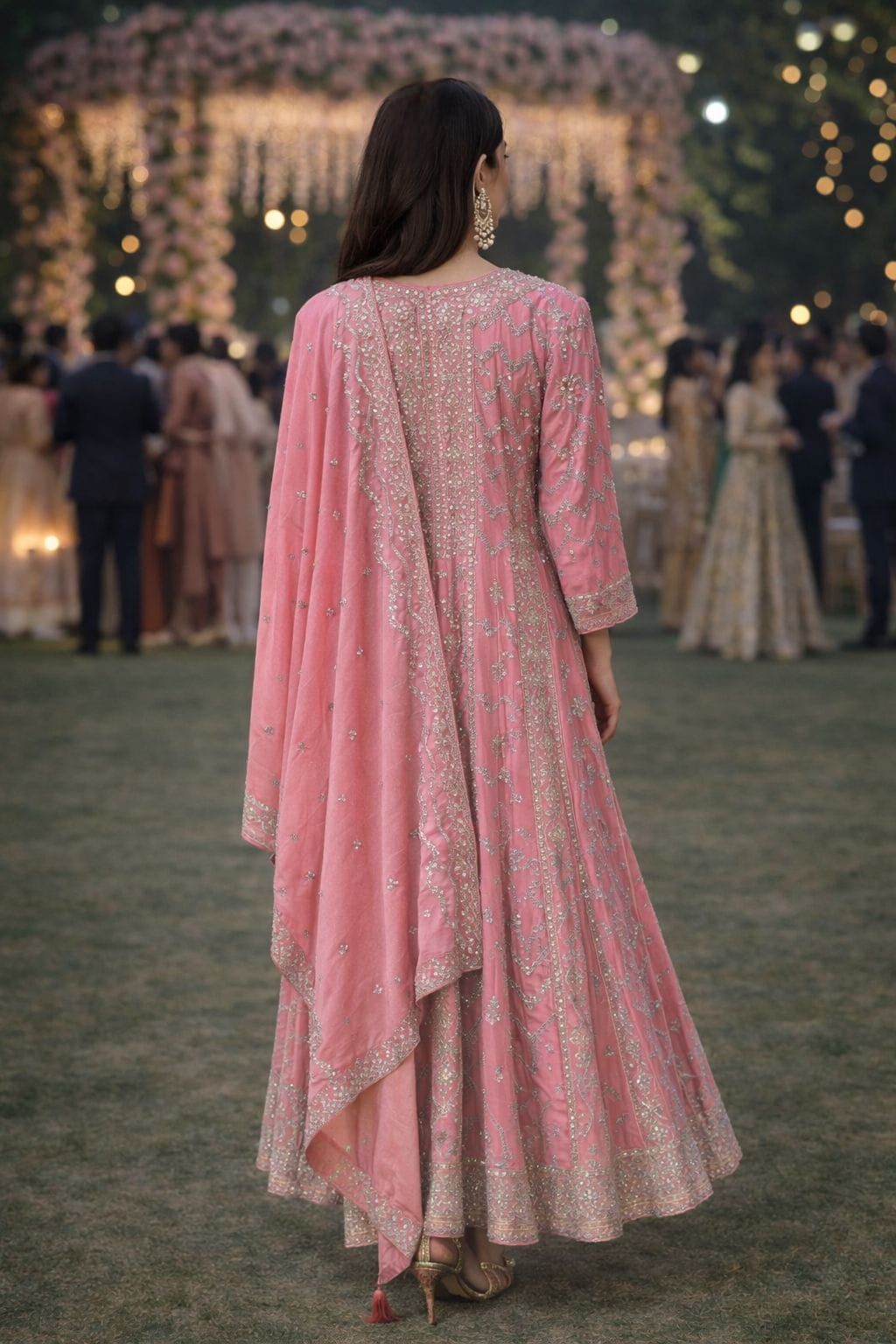 Pink Chinon Embroidered Anarkali Gown — alternate view