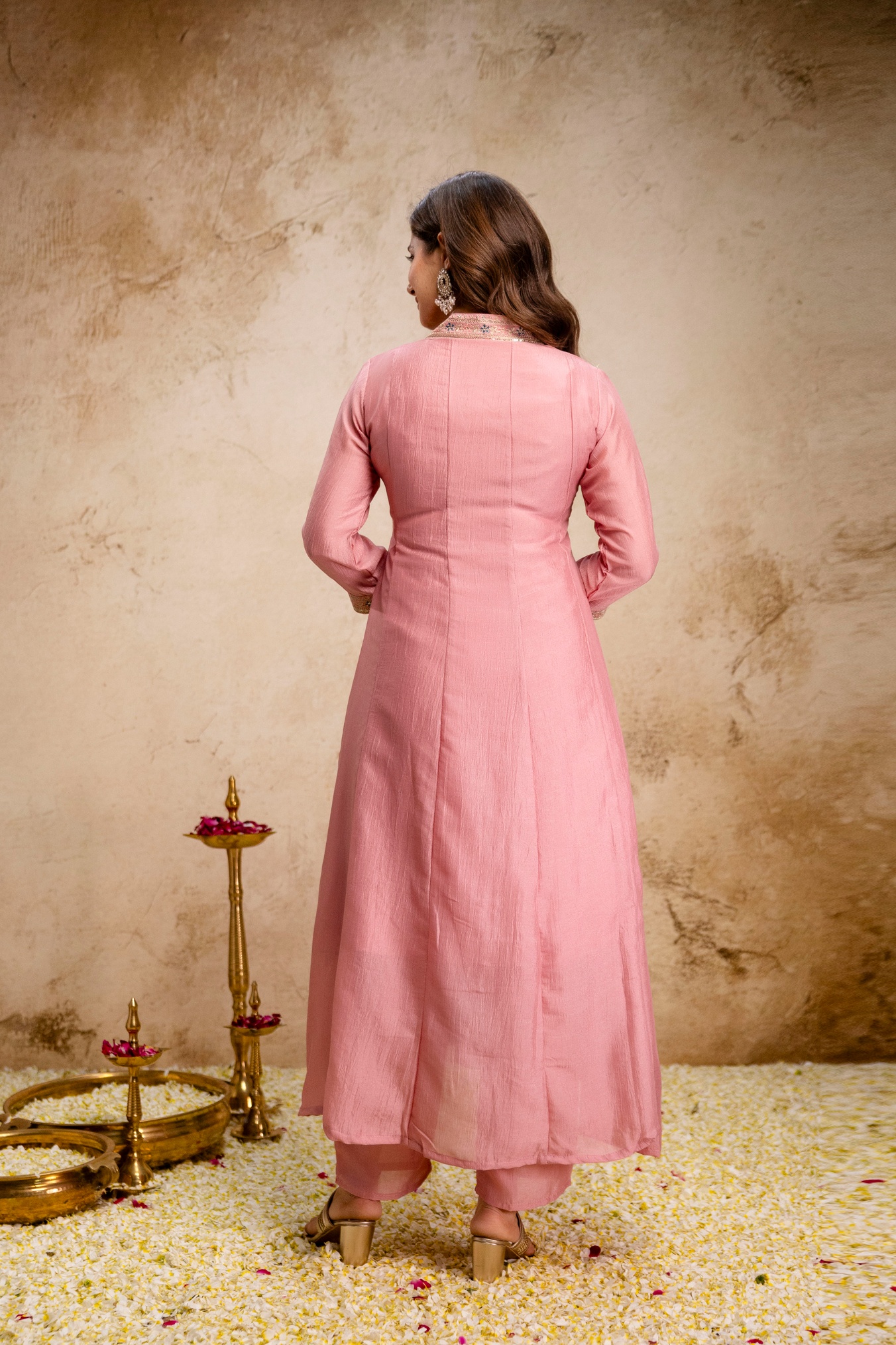 Pink Chinon Embroidered Anarkali Kurta Set — alternate view