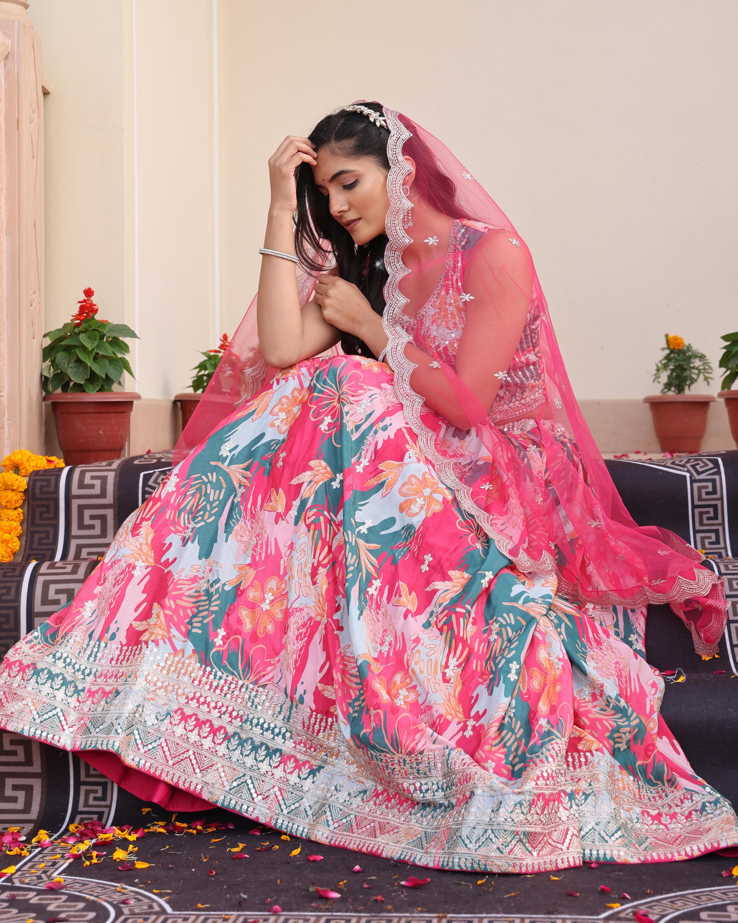 Pink Chinon Lehenga Choli — alternate view
