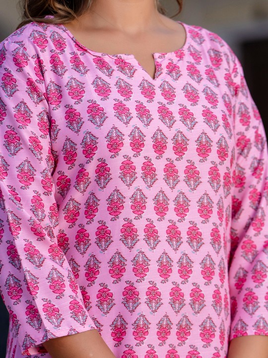 Pink Cotton Blend Designer Printed Co-Ord Set