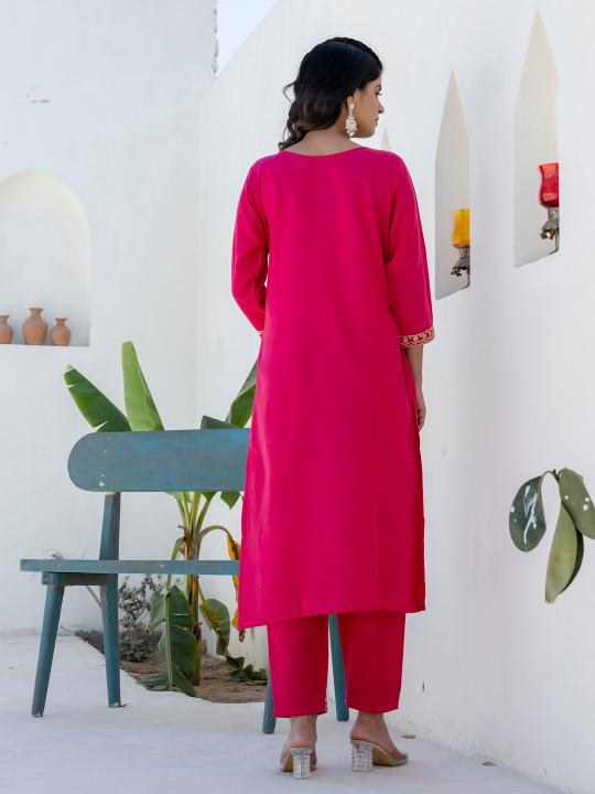 Pink Cotton Blend Readymade Suits — alternate view