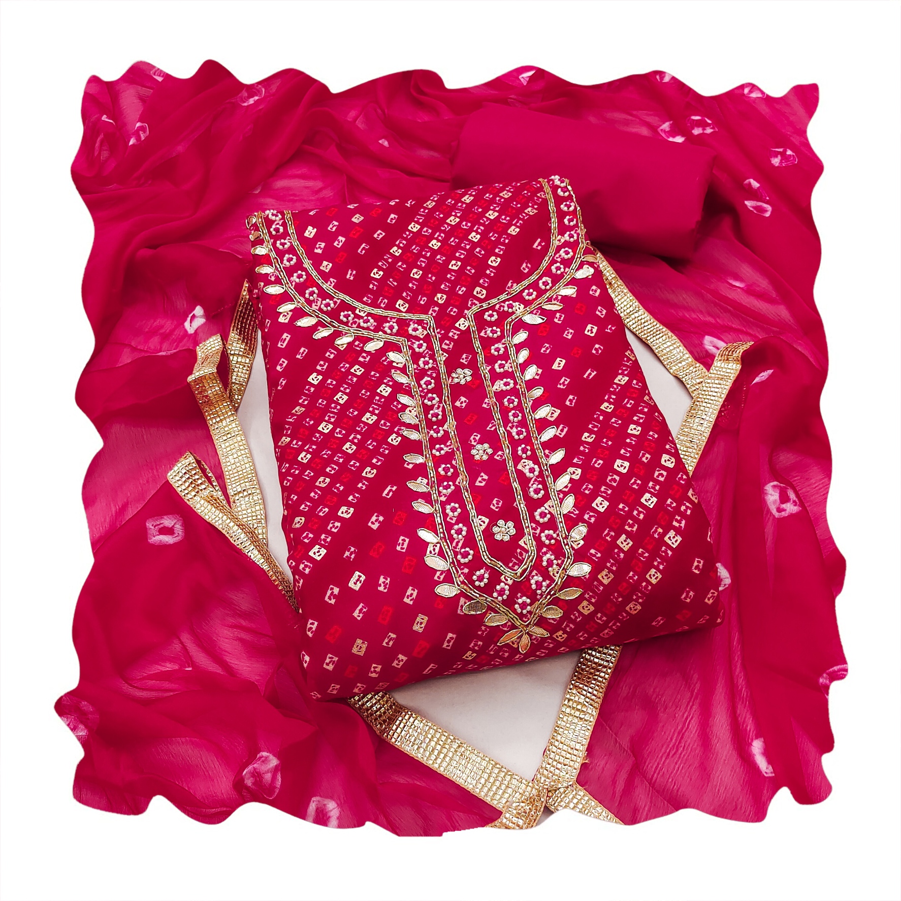 Pink Cotton Soft Pattern Salwar Suit — alternate view
