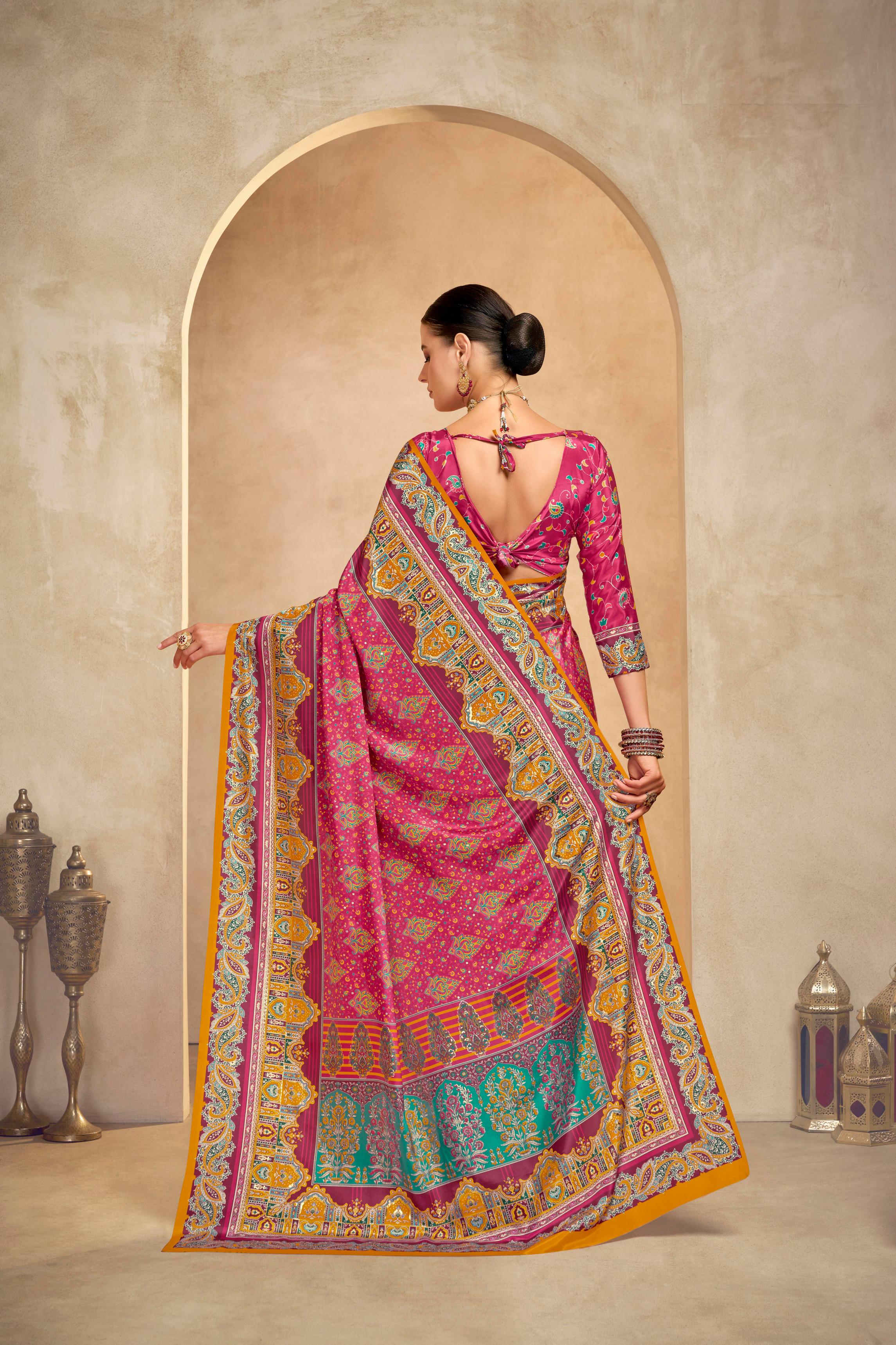 Pink Crepe Silk Saree — alternate view
