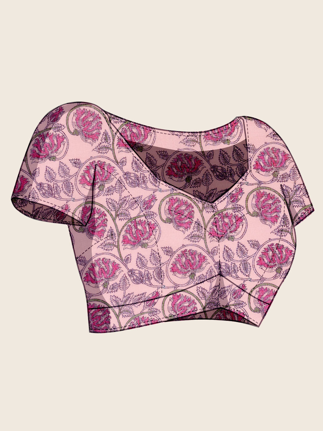 Pink Dark Pink Linen Silk Printed Saree