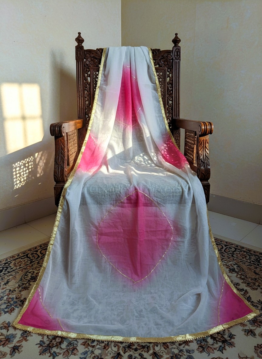 Pink Designer Digital Printed Organza Dupatta