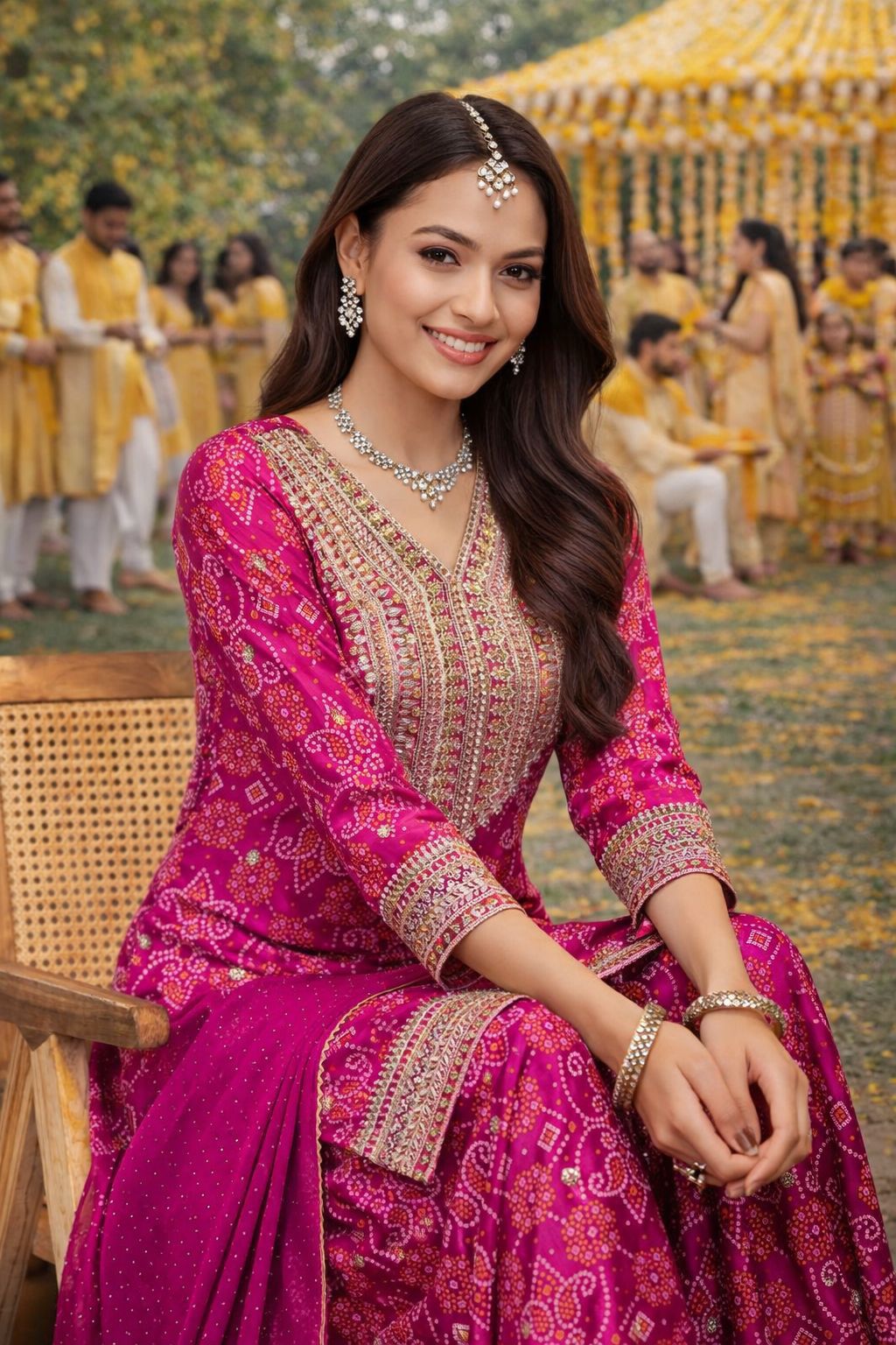 Pink Designer Embroidered Chinon Silk Palazzo Suit — alternate view
